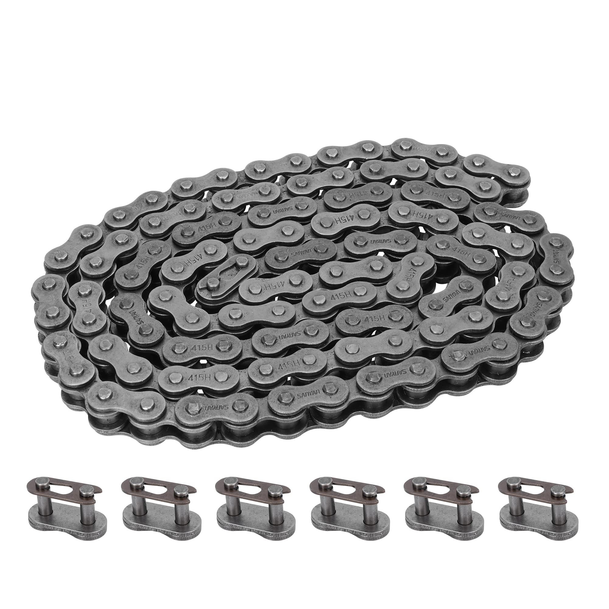 415H-110L Chain With Connector Links For 49Cc 60Cc 66Cc 80Cc 2-Stroke Engine Atv Mower Motor Motorized Bicycle Bike Buyang Coolsports Lifan Kazuma Sunl Heavy Duty High Power Racing Parts