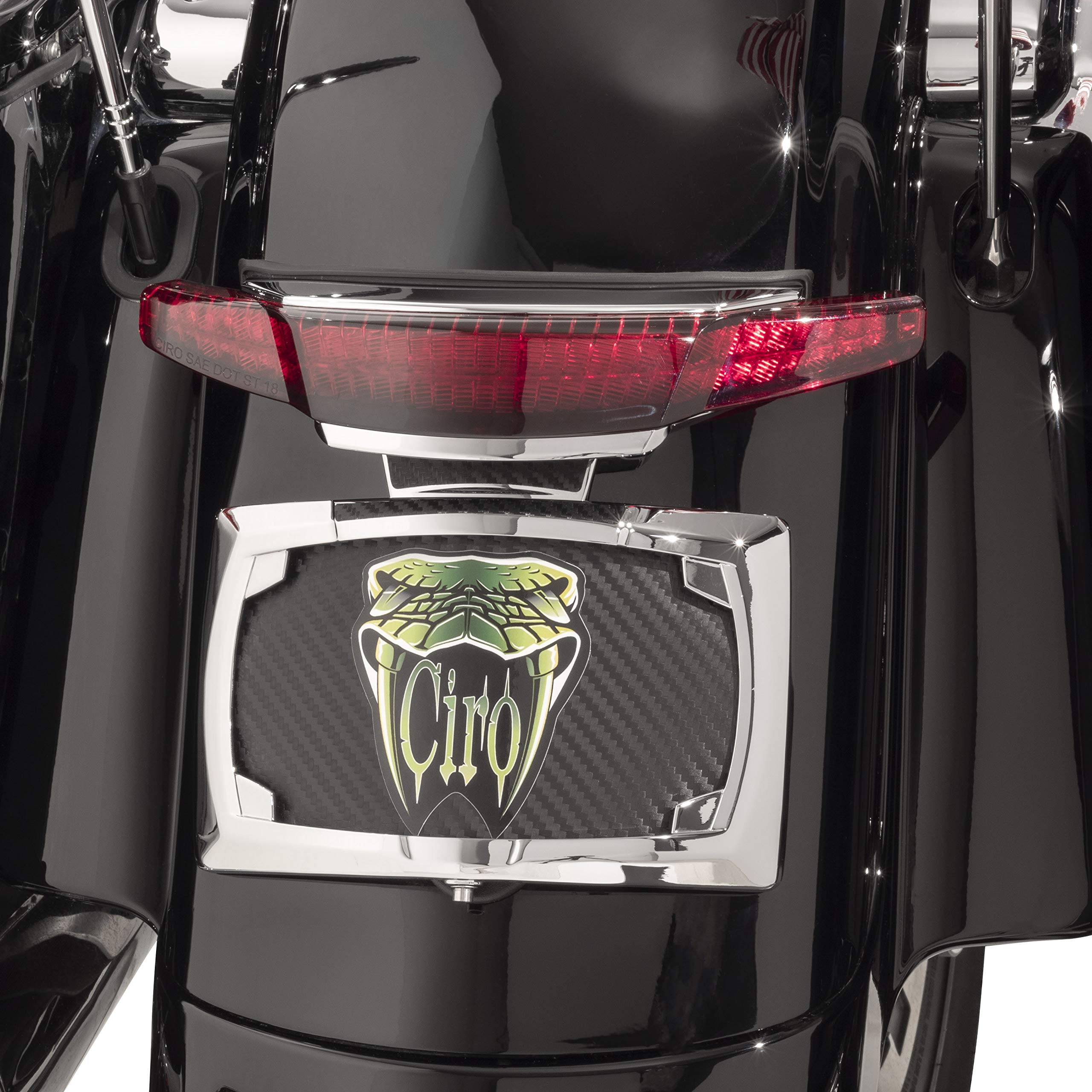 Ciro Led Latitude Tail Light And License Plate Holder With Red Lens In Chrome For Motorcycles