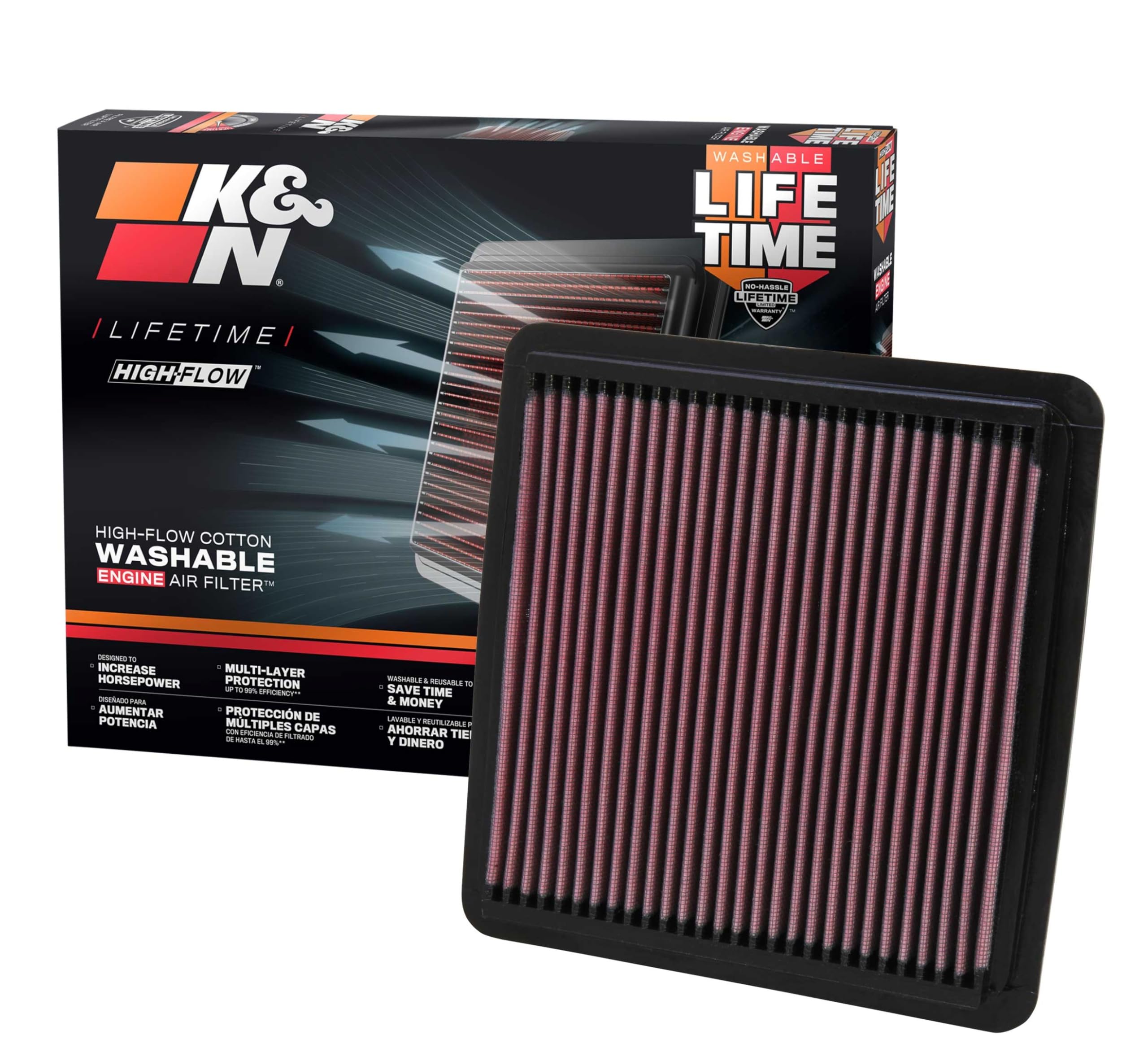 K&N High-Flow Original Lifetime Engine Air Filter: Increase Power & Acceleration, Washable, Premium: Compatible With 2003-2019 Subaru (Forester, Legacy, Outback, Impreza, Wrx, Crosstrek), 33-2304
