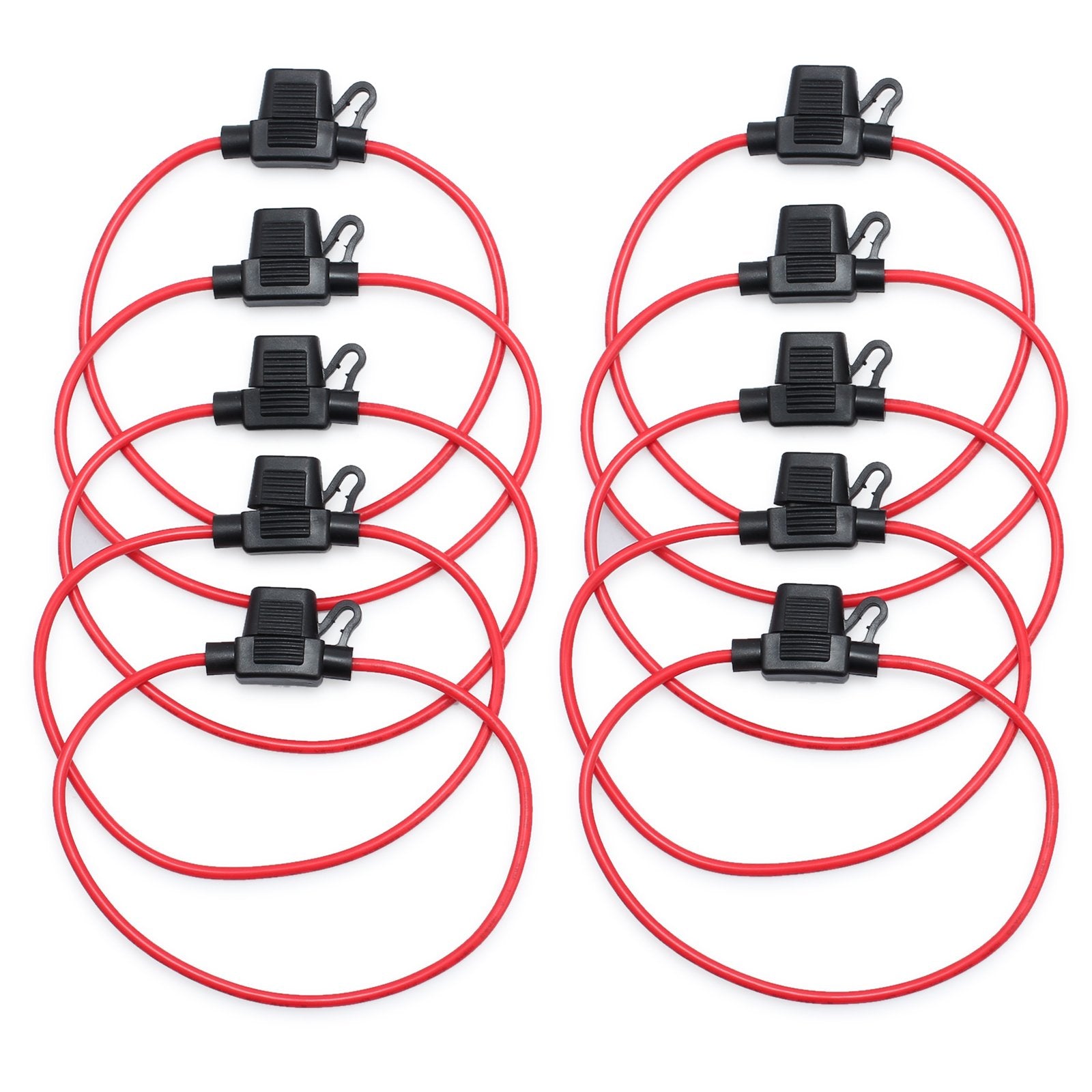 Camway 10Pcs Fuse Holder Blade Mini Atm/Atc Waterproof Automotive Wire Fuse Holder 14 Awg For Car Boat Rv 12V 20A Fuses