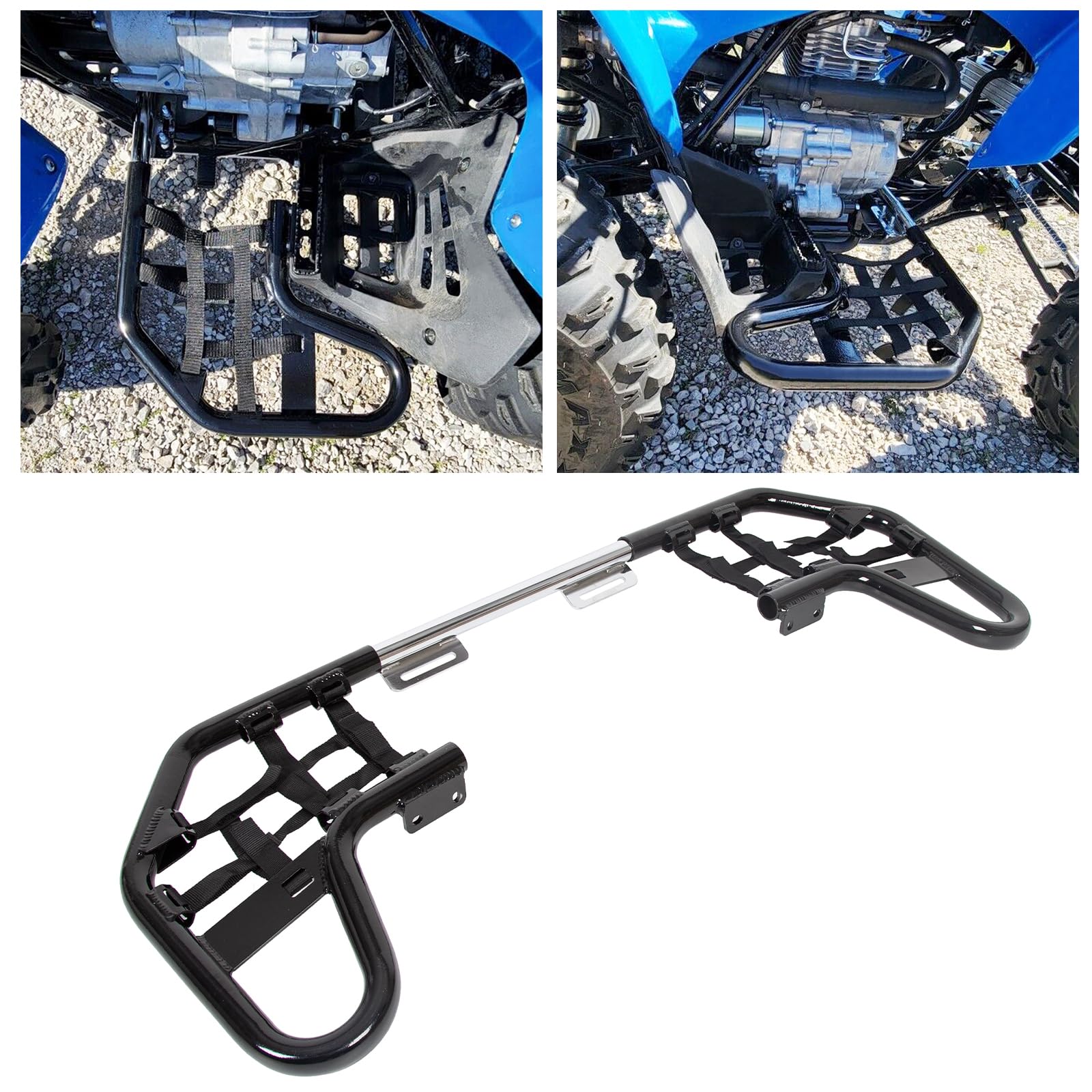Black Nerf Bars W/Nets Guards Rack Compatible With 2001-2019 Honda Trx250X Sportrax 250