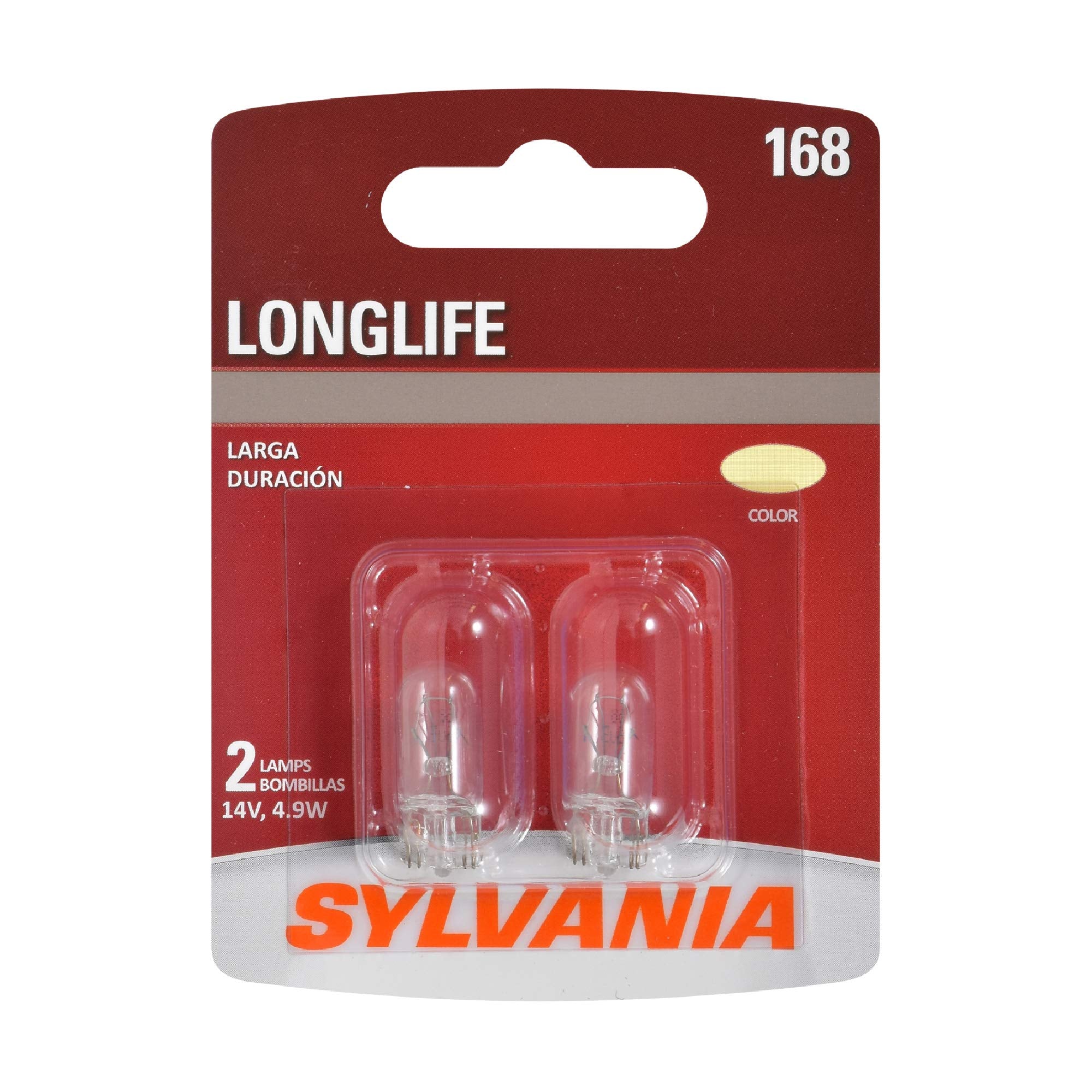 Sylvania - 168 Long Life Miniature - Bulb, Ideal For Interior Lighting - Map, Dome, Truck, Cargo And License Plate (Contains 2 Bulbs)