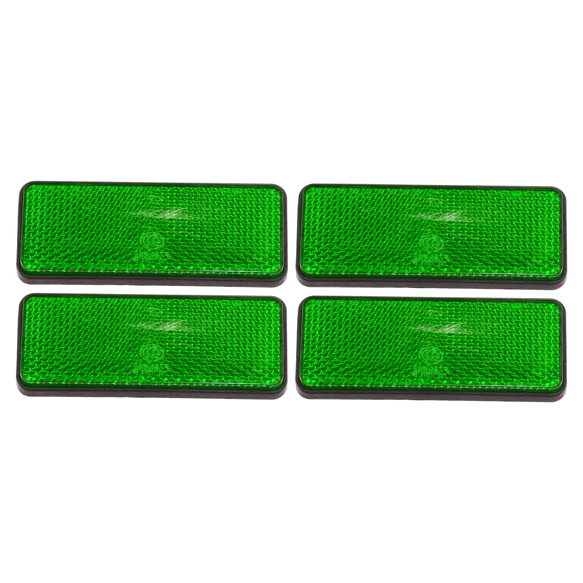 X Autohaux 4 Pcs 87X32Mm Green Plastic Universal Rectangular Reflective Warning Reflector With Adhesive Tape For Motorcycle Bike