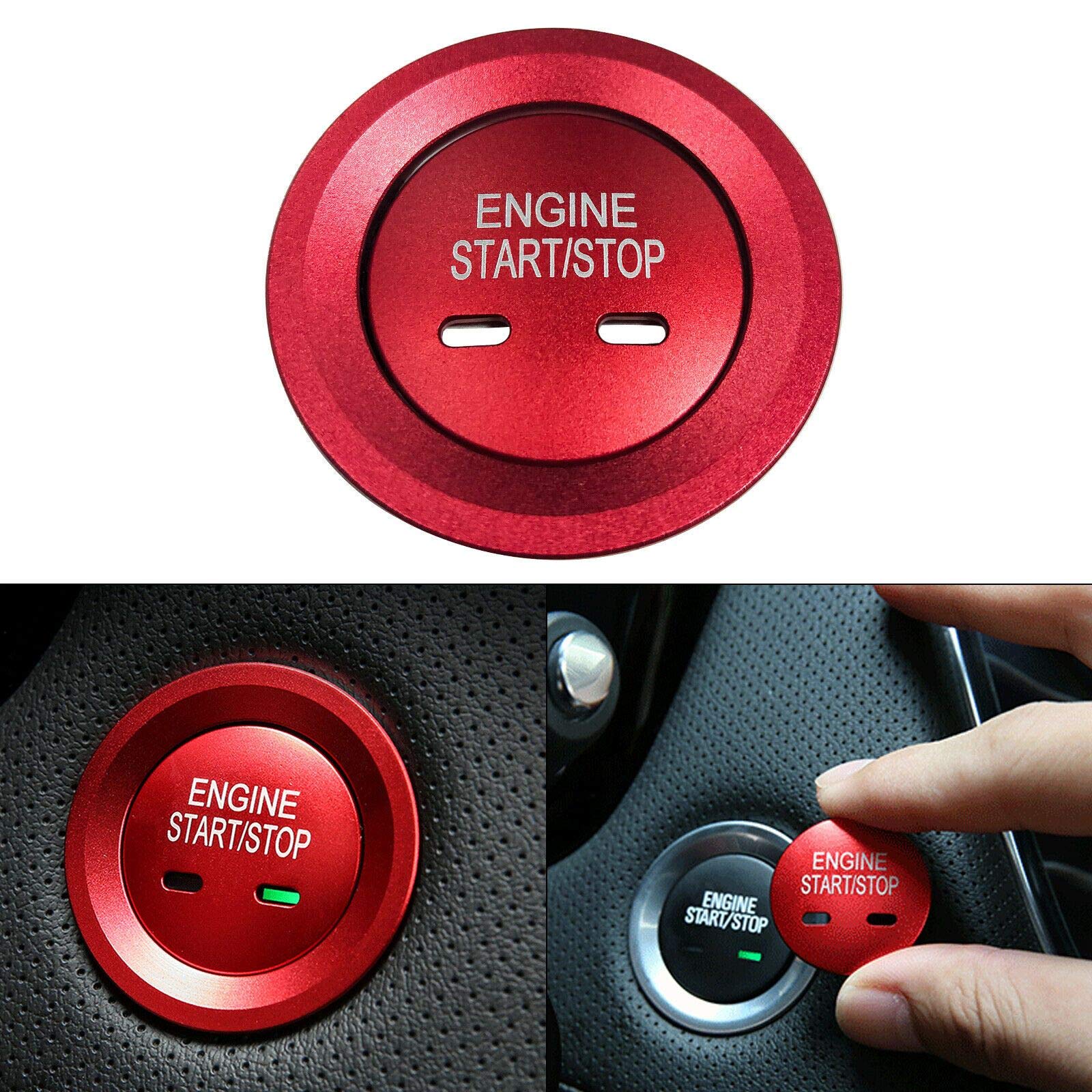 Xotic Tech Aluminum Alloy Engine Start Button,Power Ignition Switch Button Cover Trim & Ring Sticker Compatible With Chevrolet Equinox Tahoe Cruze/Gmc Yukon/Cadillac Cts Xts (Red)
