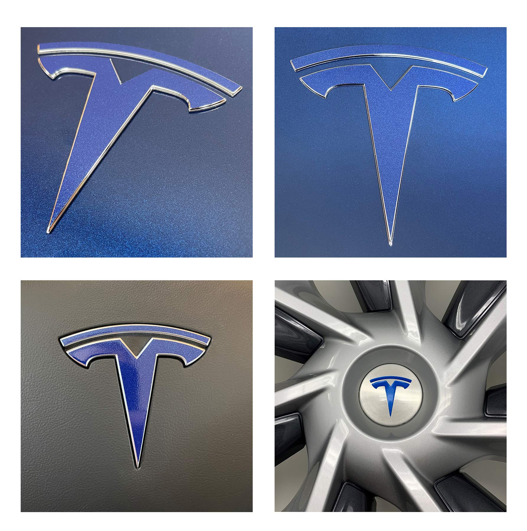 Custom Cut Graphics Logo Decal Wrap For Tesla Model Y, 11-Pc Set (Deep Blue Metallic)