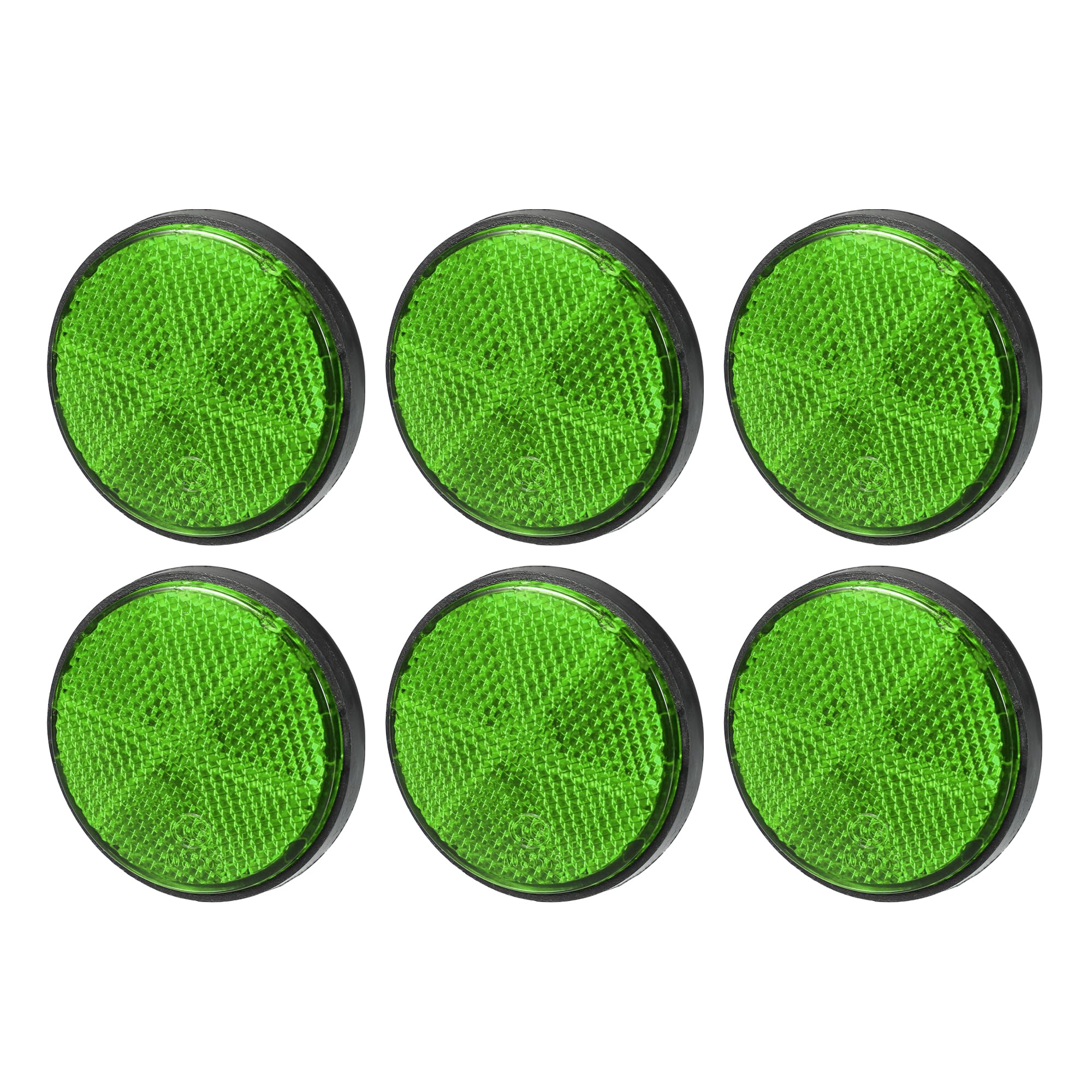Partuto 6Pcs 2.20'X0.31' Universal Reflector - Round Motorcycle Bike Safety Reflector Increase Visibility And Safety On The Road - Plastic Green