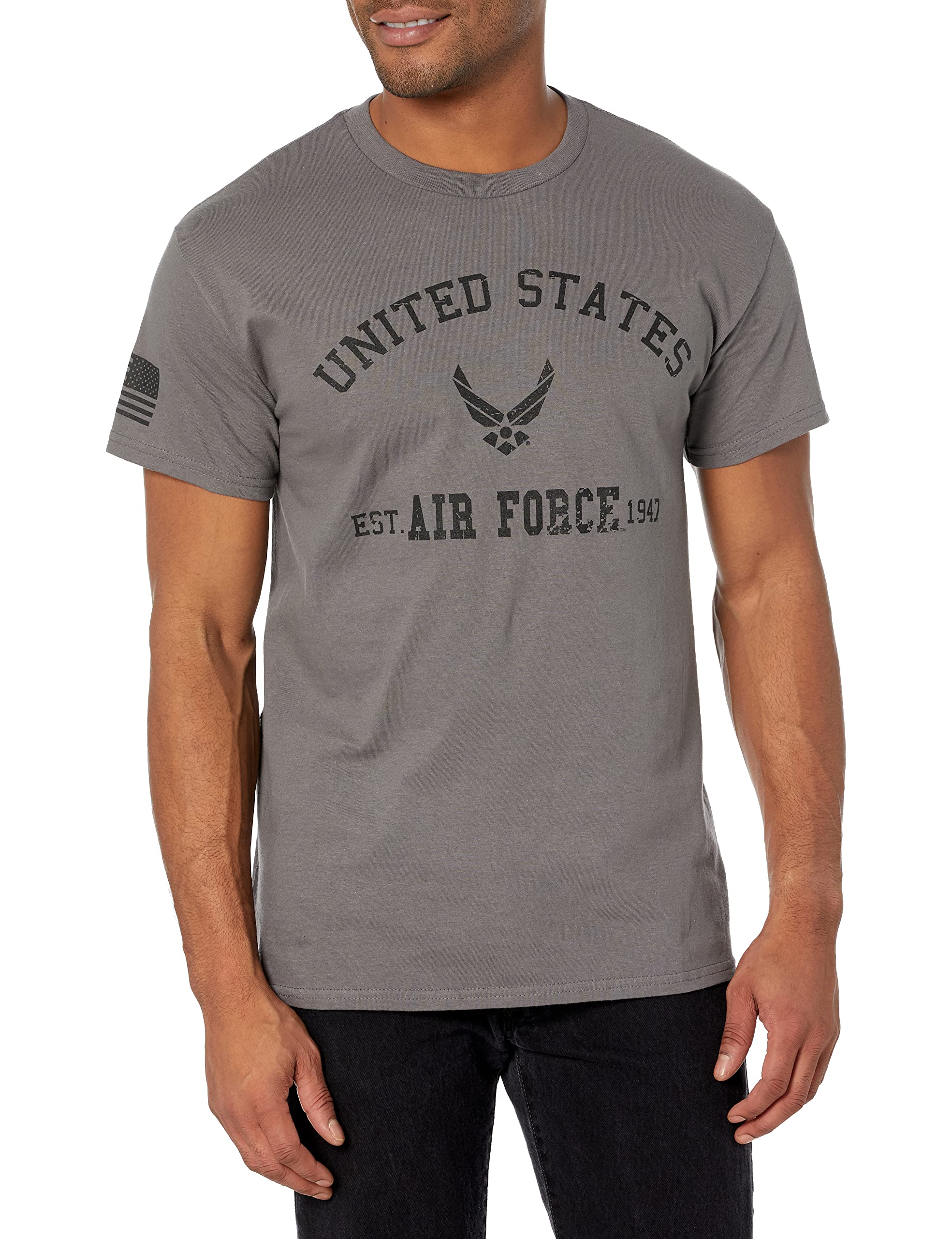 Icon Sports Men'S Standard U.S. Air Force Short Sleeve T-Shirt, Grey, X-Large