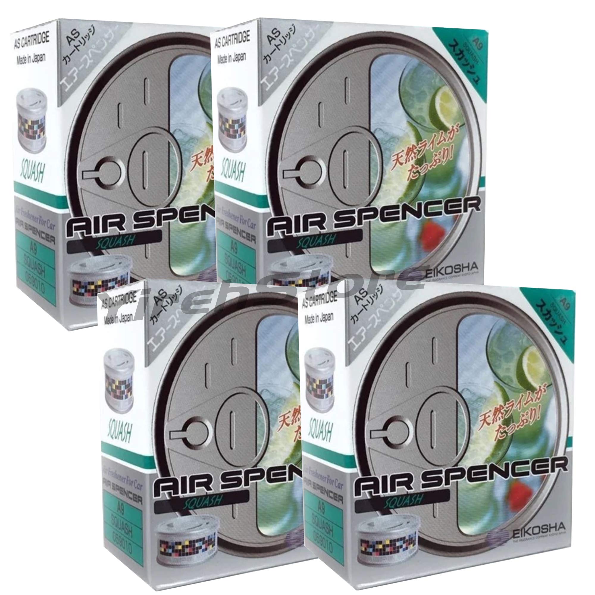 Air Spencer Cartridge Squash Scent 4-Pack Car Air Freshener, Heavy Duty, Last Long, Jdm As A9 Squash Eikosha Japan