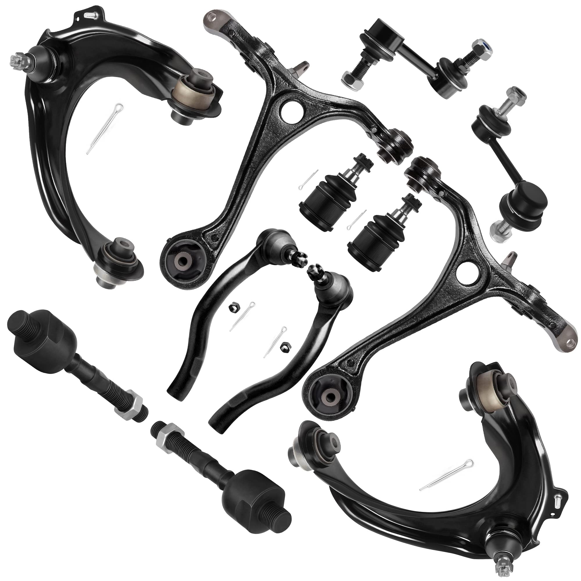Scitoo 12Pcs Front Suspension Kit 2 Upper Control Arm And Ball Joint 2 Lower Control Arm 2 Lower Ball Joint 4 Tie Rods 2 Sway Bars For Acura Tsx 2004-2008 For Honda For Accord Sedan Coupe 2003-2007