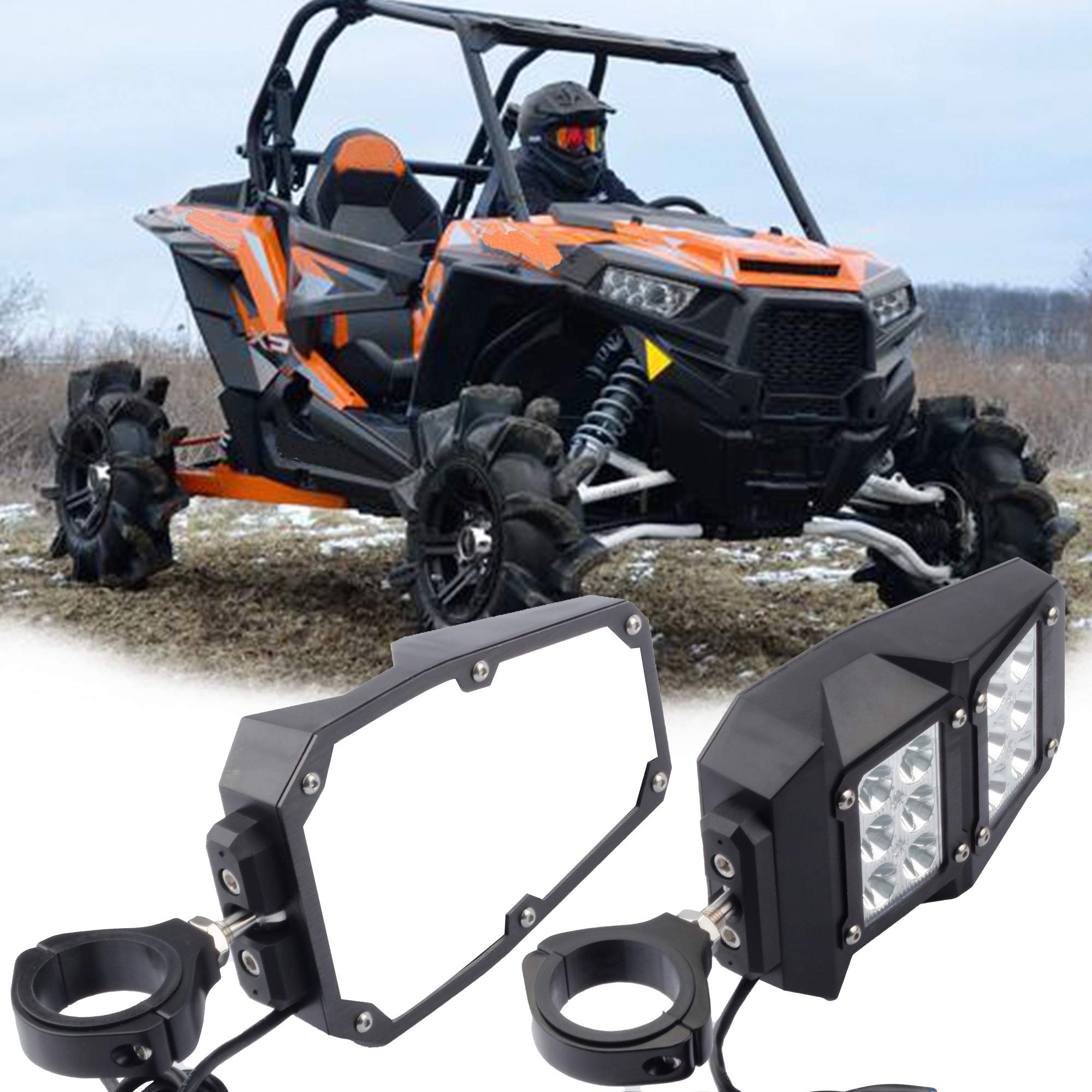 Dasbecan Utv Side Rear View Mirrors With Led Lamp Compatible With Polaris Ranger Rzr Can-Am Maverick Yamaha Rhino Arctic Cat Almost All Utv With A 1.75' - 2' Diameter Round Tube Roll Cages