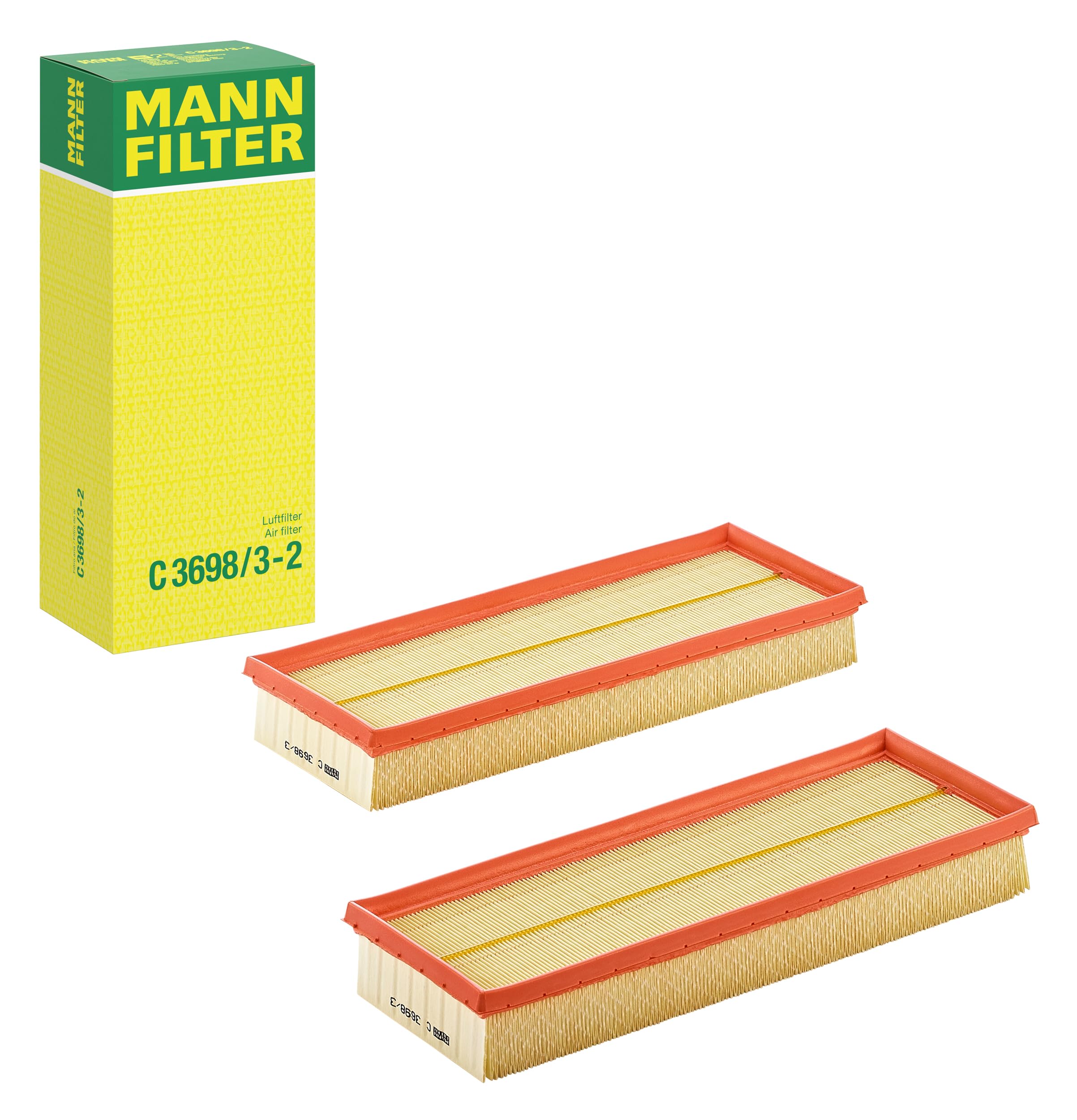 Mann Filter C 3698/3-2 Air Filter Element, (Set Of 2)