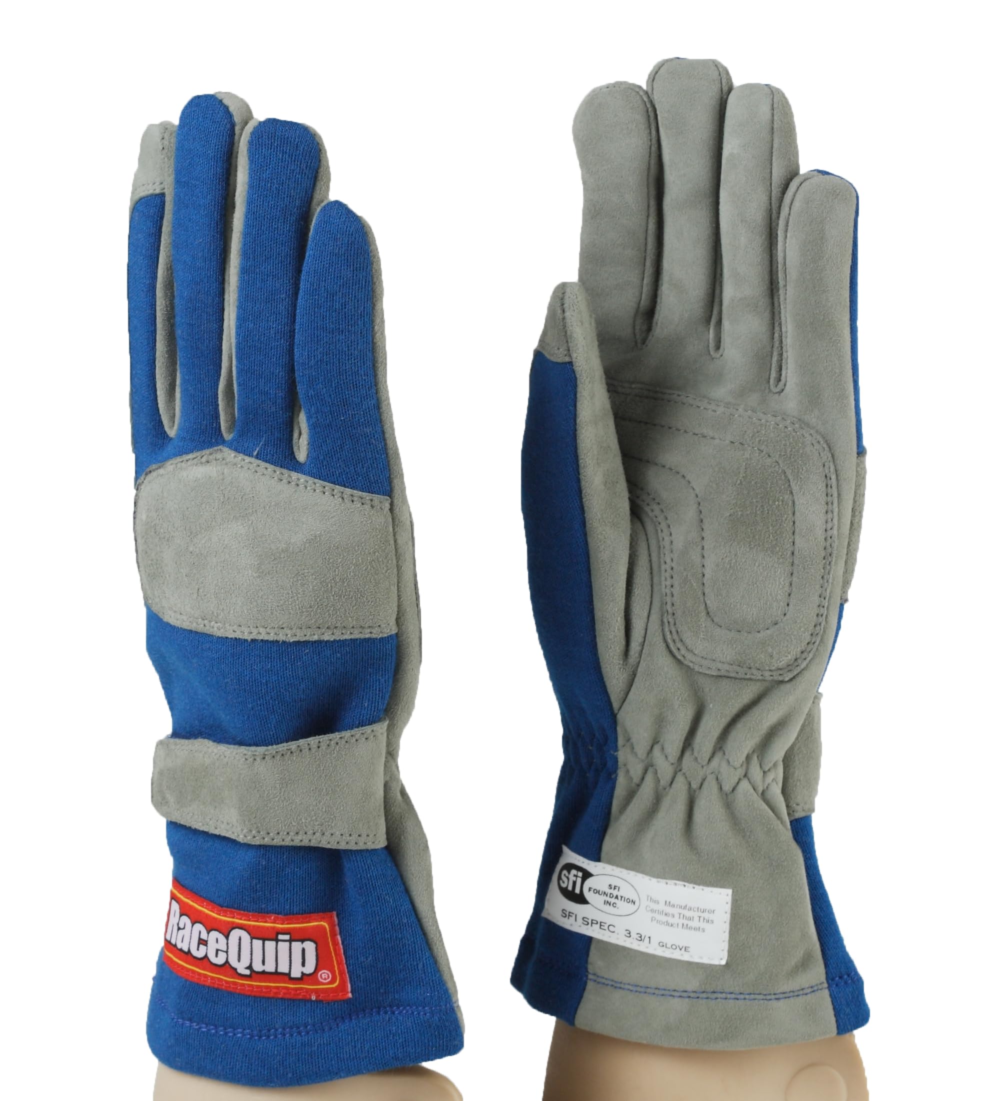 Racequip Race Gloves 351 Series 1 Layer Nomex Sfi 3.3/1 Certified Blue Large 351025