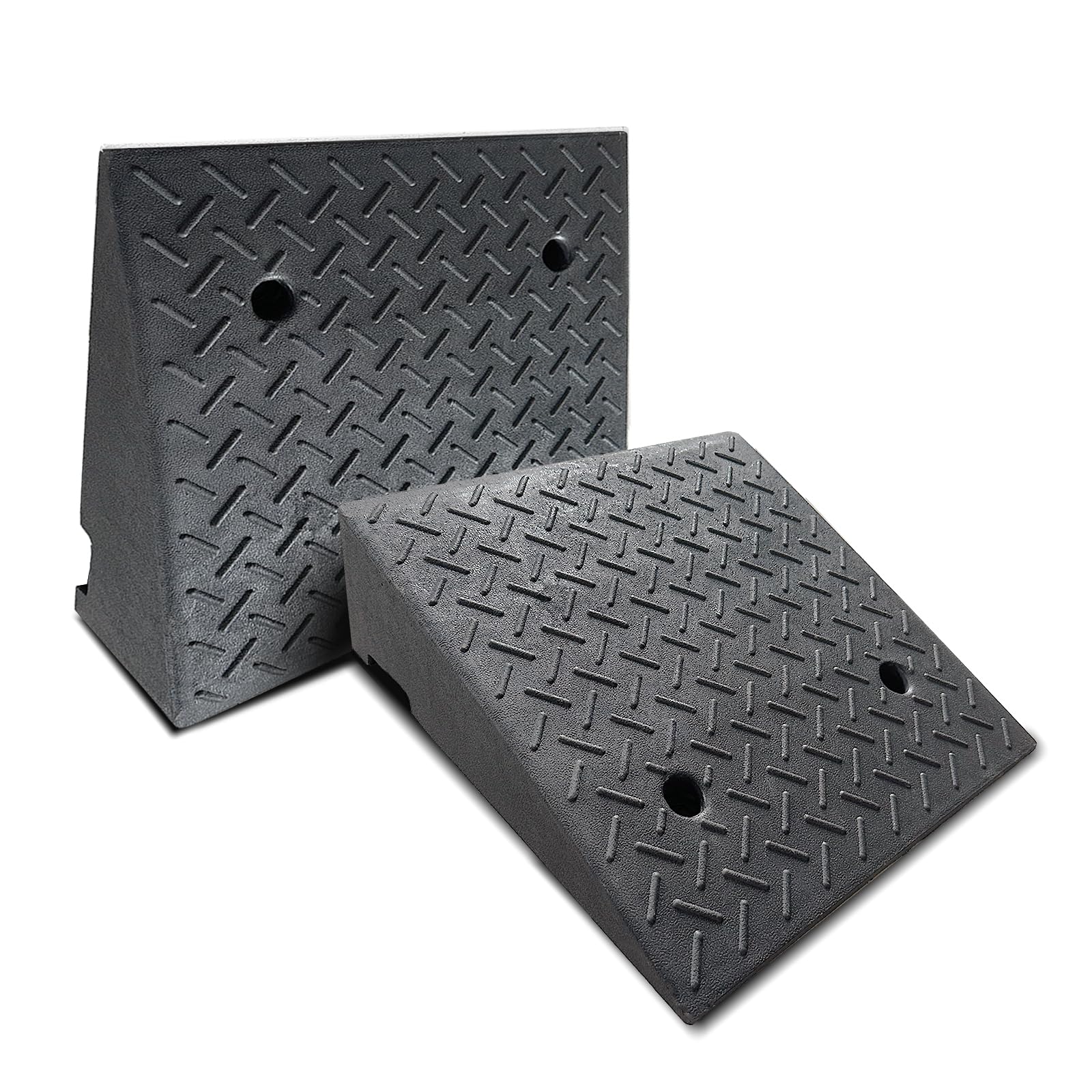 Rokenpoy 2 Pack Driveway Curb For Ramps, Portable Heavy Duty Rubber Shed, Suitable For Cars, Bicycles, Motorcycles, Wheelchairs, Lawn Mowers, Mobile Pets (19.7 X 19.7 X 6 Inch)