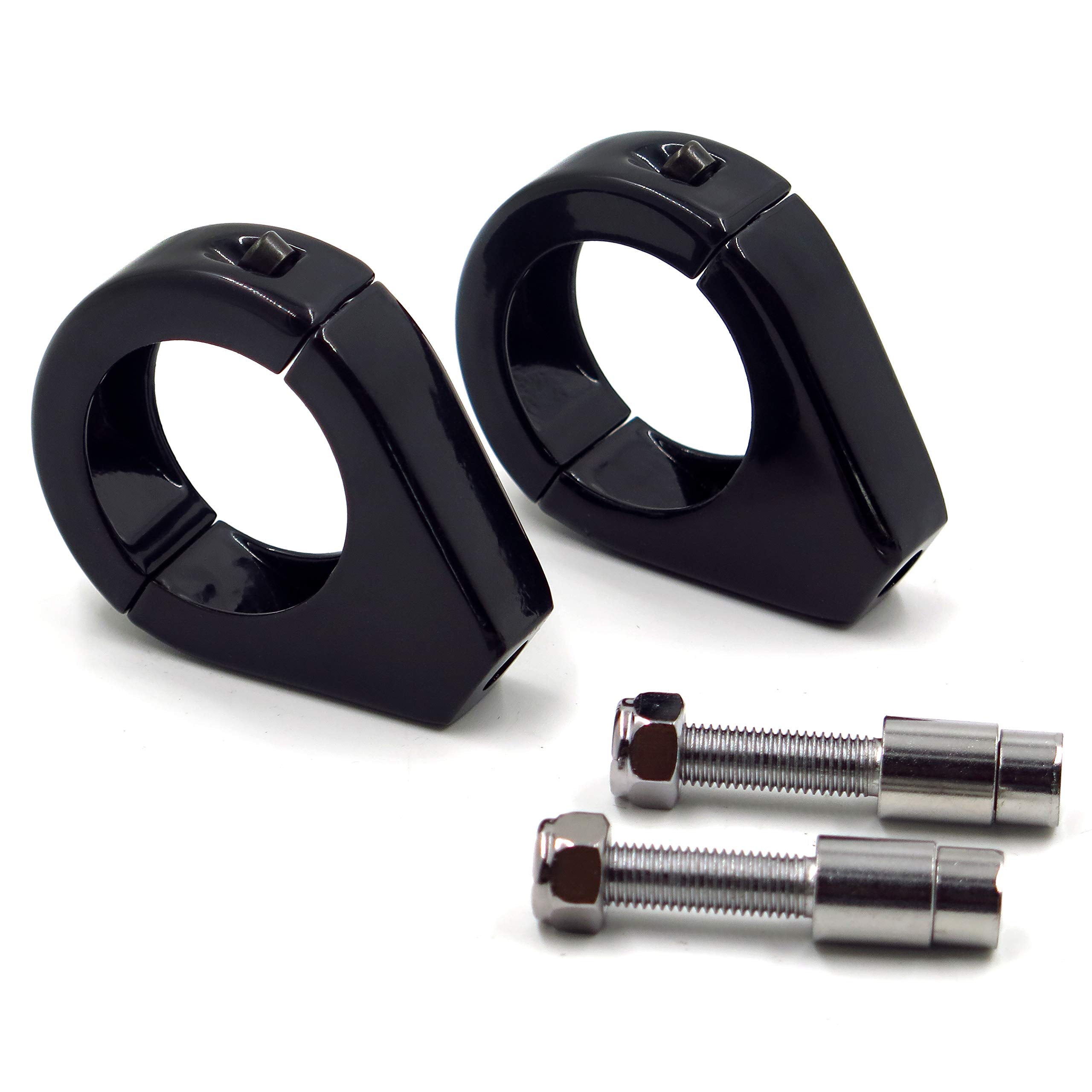 Httmt Mt299-001-Bk Turn Signal Indicator Relocation Fork Clamp Kit Compatible With Harley Softail Mount Bracket 41Mm Fork Black