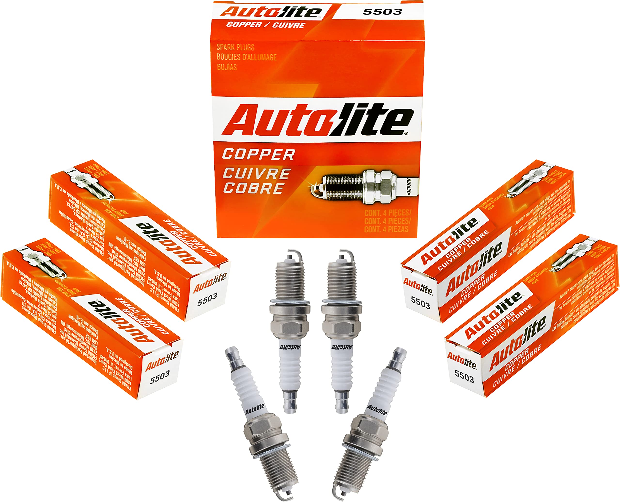 Autolite 5503 Copper Resistor Automotive Replacement Spark Plugs (4 Pack)