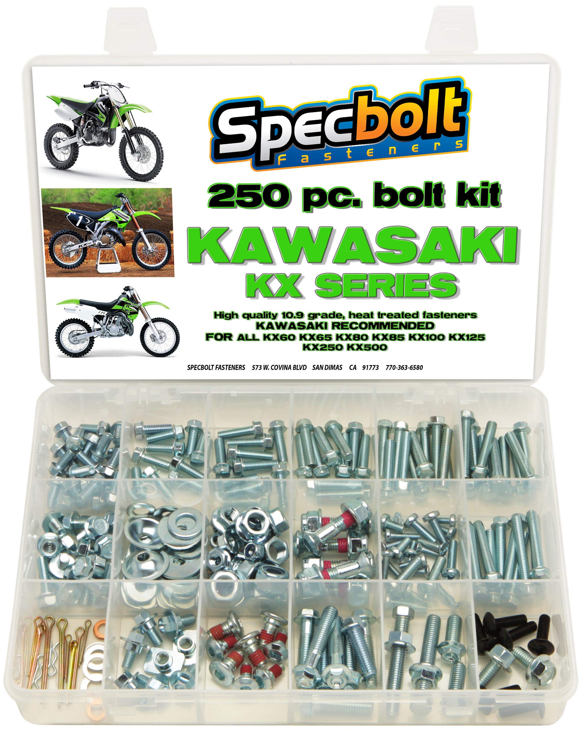 Specbolt Kawasaki Kx Two Stroke Bolt Kit For Maintenance & Restoration Of Mx Dirt Bike Spec Fastener Kx60 Kx65 Kx80 Kx85 Kx100 Kx125 Kx250 Kx500
