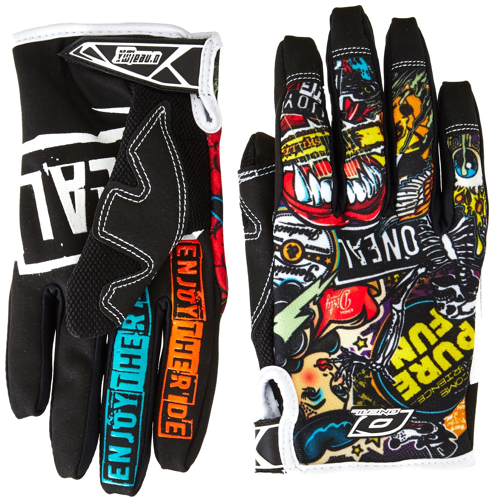 O'Neal 0385-129 Jump Gloves With Crank Graphic (Black/Multicolor, Size 9)