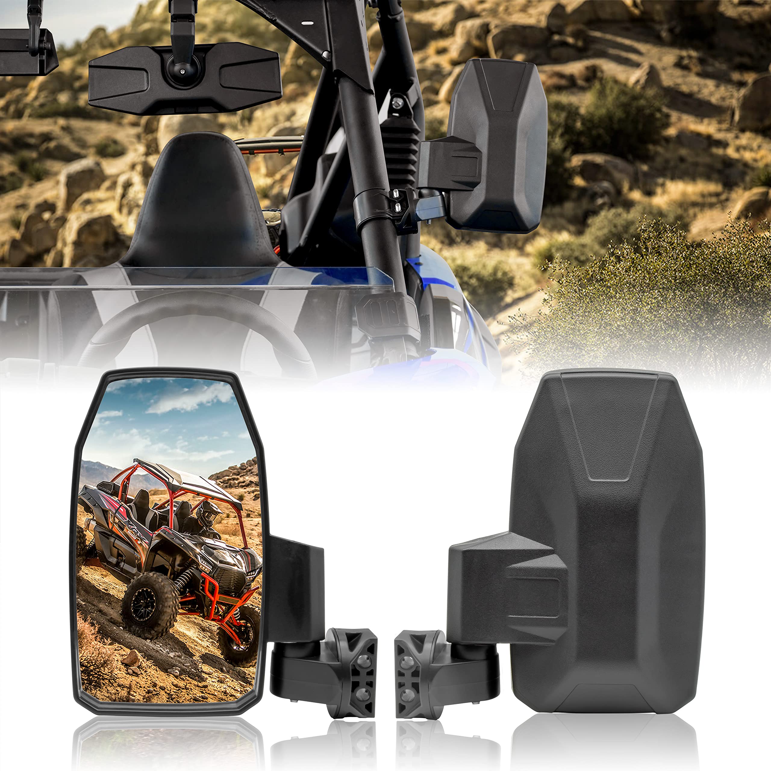 Sautvs Adjustable Folding Side Rear View Mirrors For Teryx Krx 1000, High-Definition Convex Premium Side Mirrors For Kawasaki Teryx Krx Krx4 1000 2020-2025 Accessories (2Pcs)