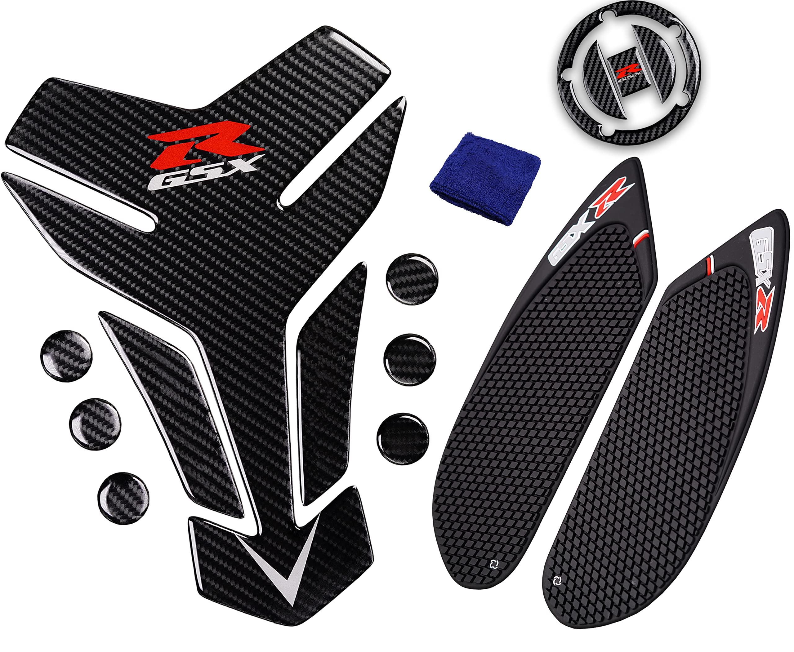 Revsostar Real Carbon Fibre Gas Cap, Tank Pad, Anti Slip Sticker,Tank Protector For Gsxr 600 750 (2006 2007)