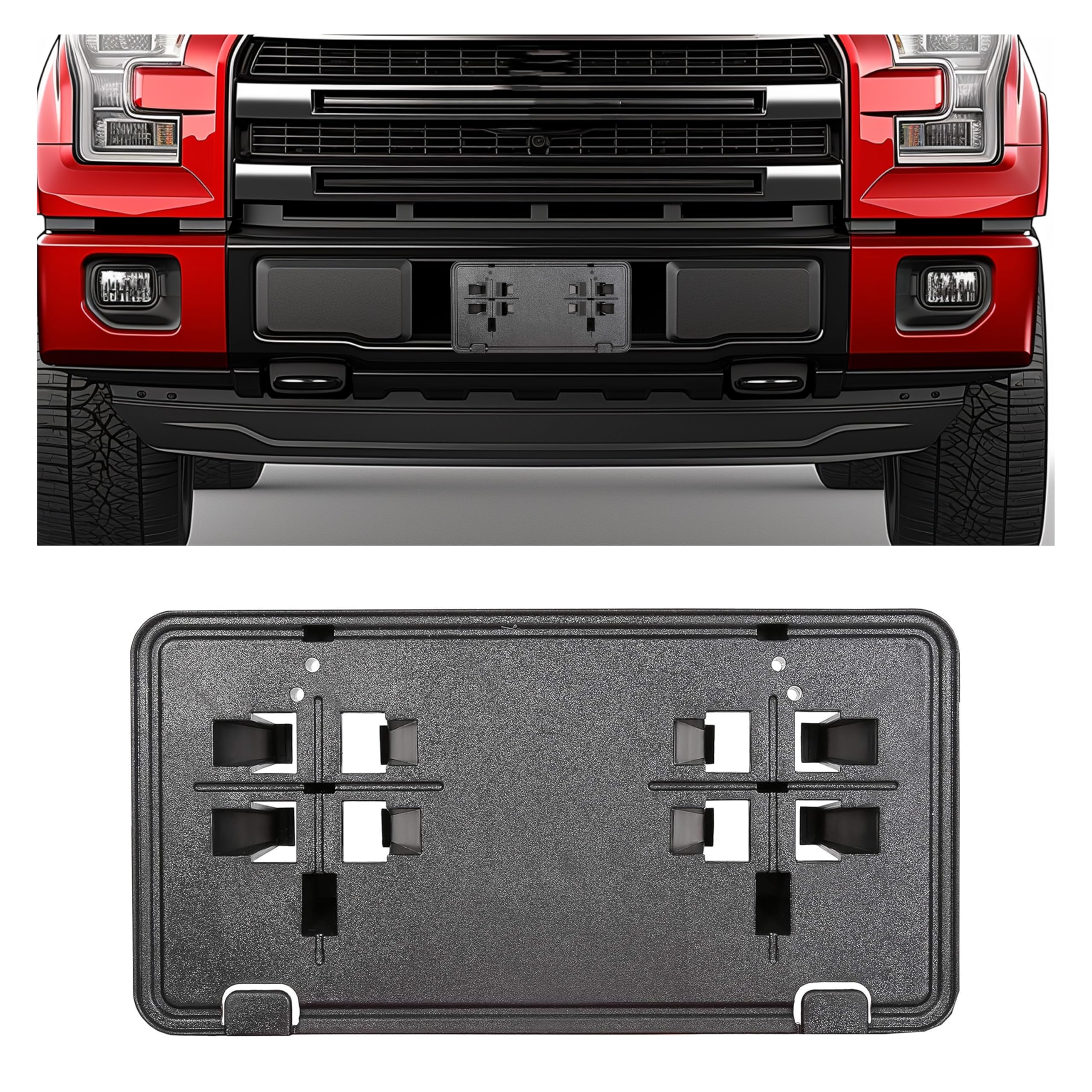 Ecotric Front License Plate Bracket Compatible With 2015-2017 Ford F-150 F150 Replacement For Fl3Z-17A385-B Fo1068166 Fo1068165