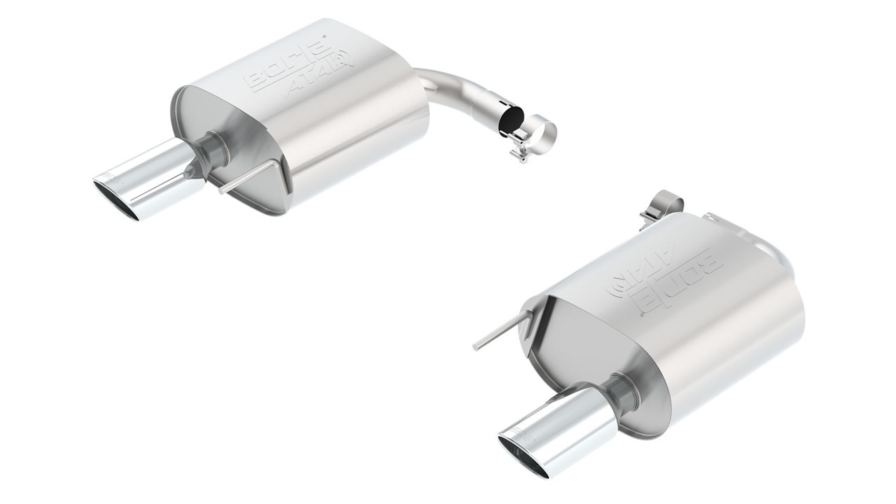 Borla 2.25" ATAK Axle-Back Exhaust System w/ 4" Dual Polished Tips :: 2015-2023 Ford Mustang EcoBoost w/ Non-Active Exhaust