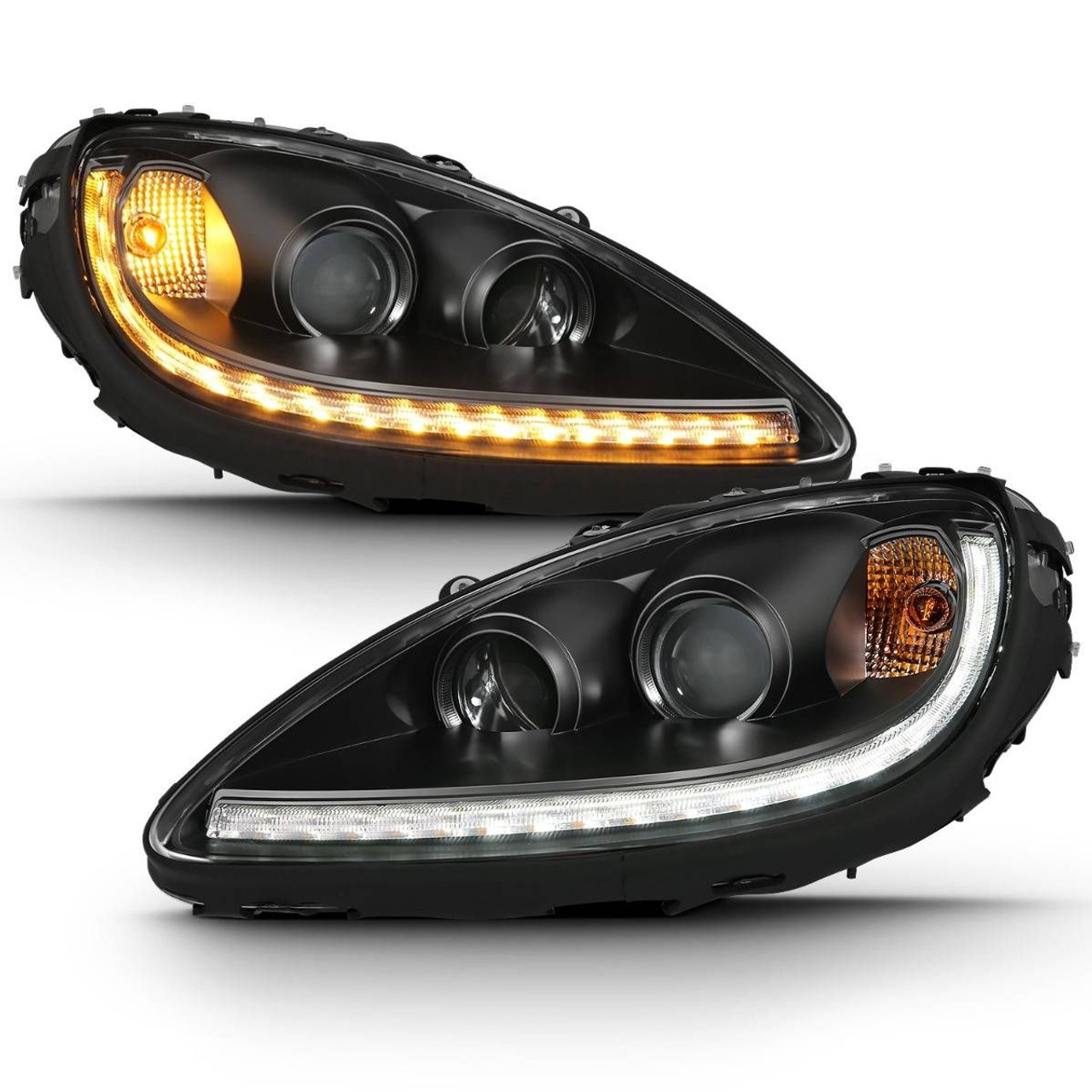 ANZO Projector Plank Style Switchback Headlights, Black Housing, Clear Lens :: 2005-2013 C6 Corvette