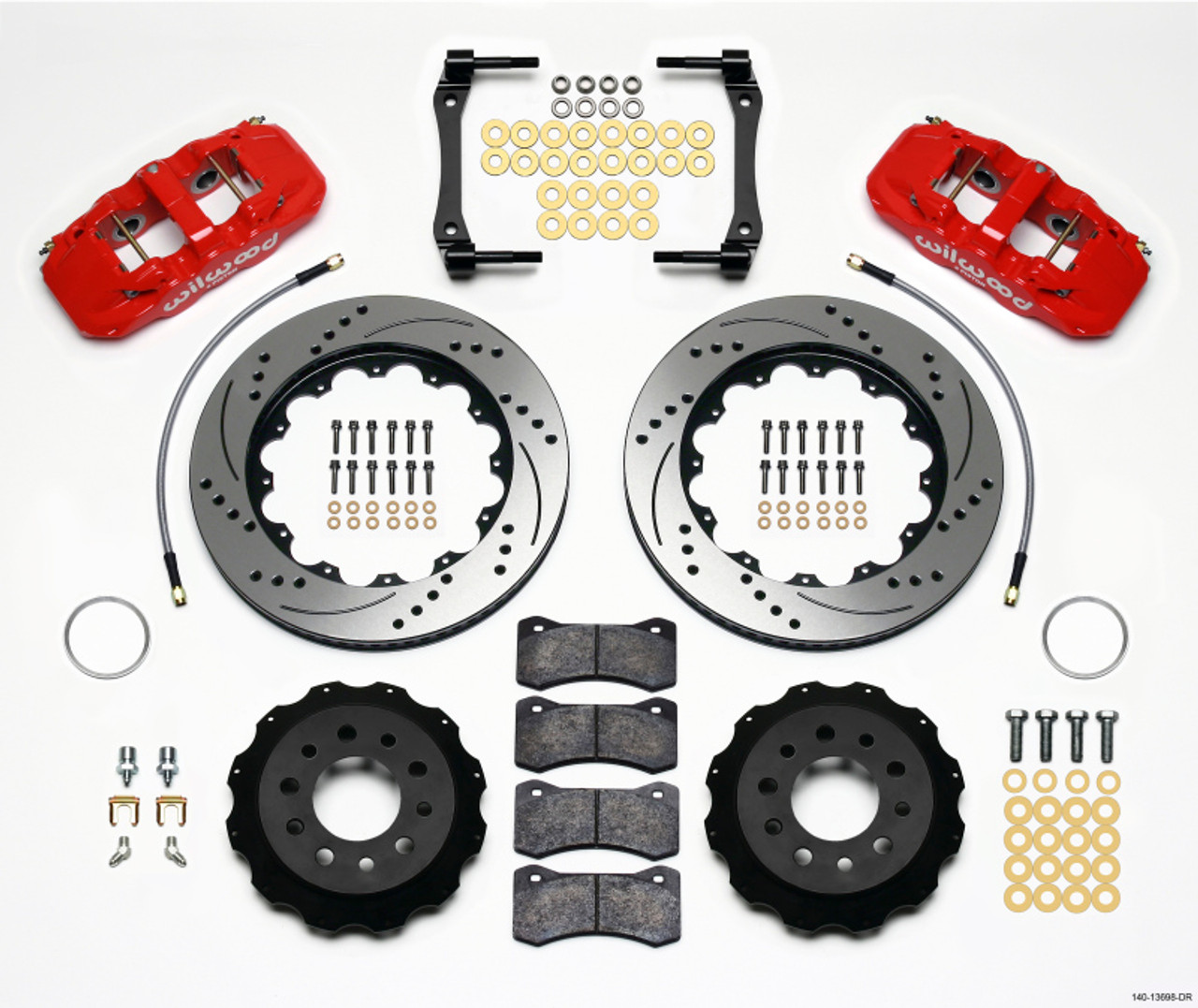 Wilwood AERO4 Rear 14.25" Big Brake Kit w/ Drilled & Slotted Rotors & 4 Piston Red Calipers :: 2014-2019 Corvette