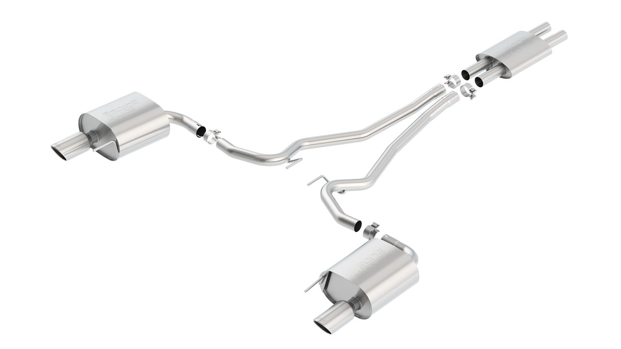 Borla 2.25" S-Type Cat-Back Exhaust System w/ 4" Dual Polished Tips :: 2015-2017 Ford Mustang V6