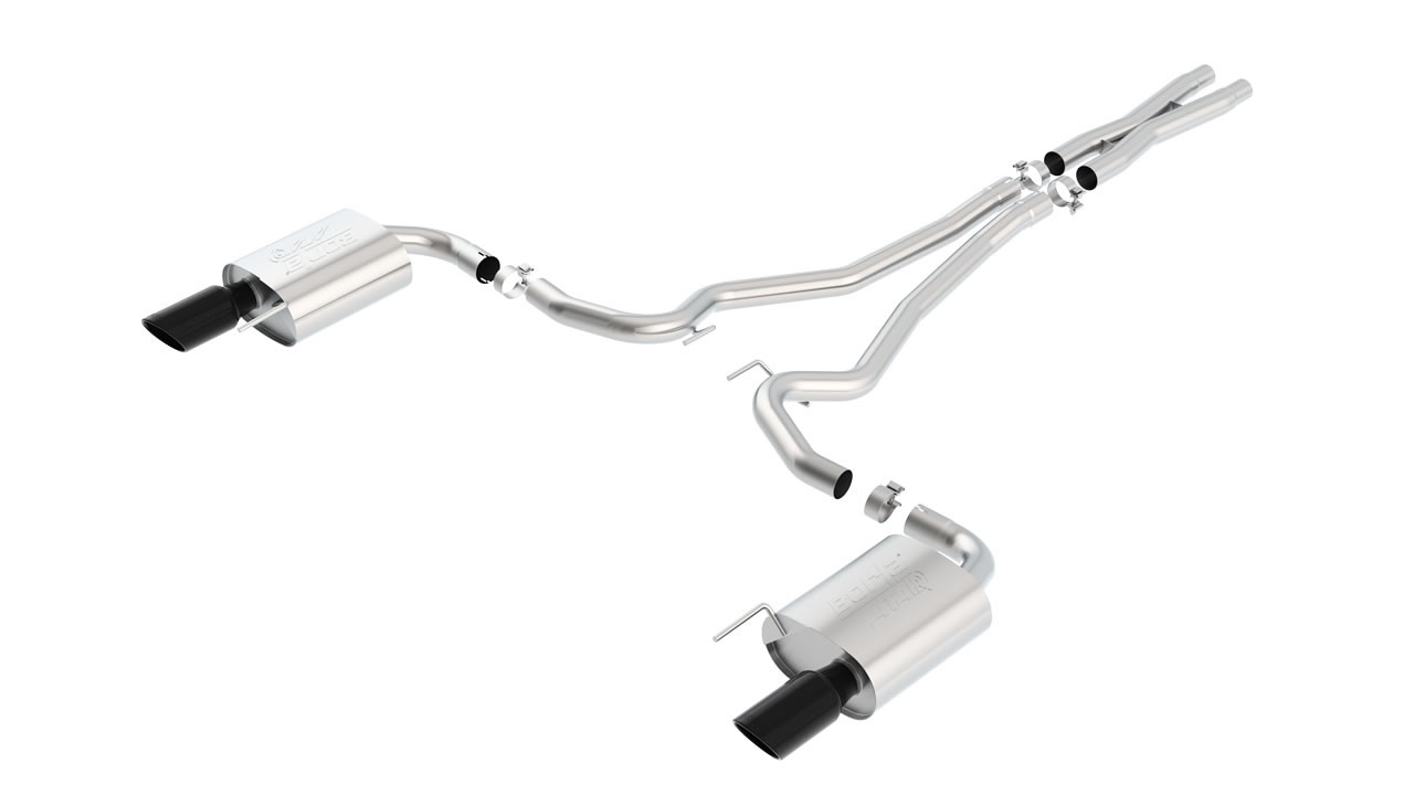 Borla 2.5" ATAK Cat-Back Exhaust System w/ 4" Dual Black Chrome Tips :: 2015-2017 Ford Mustang GT