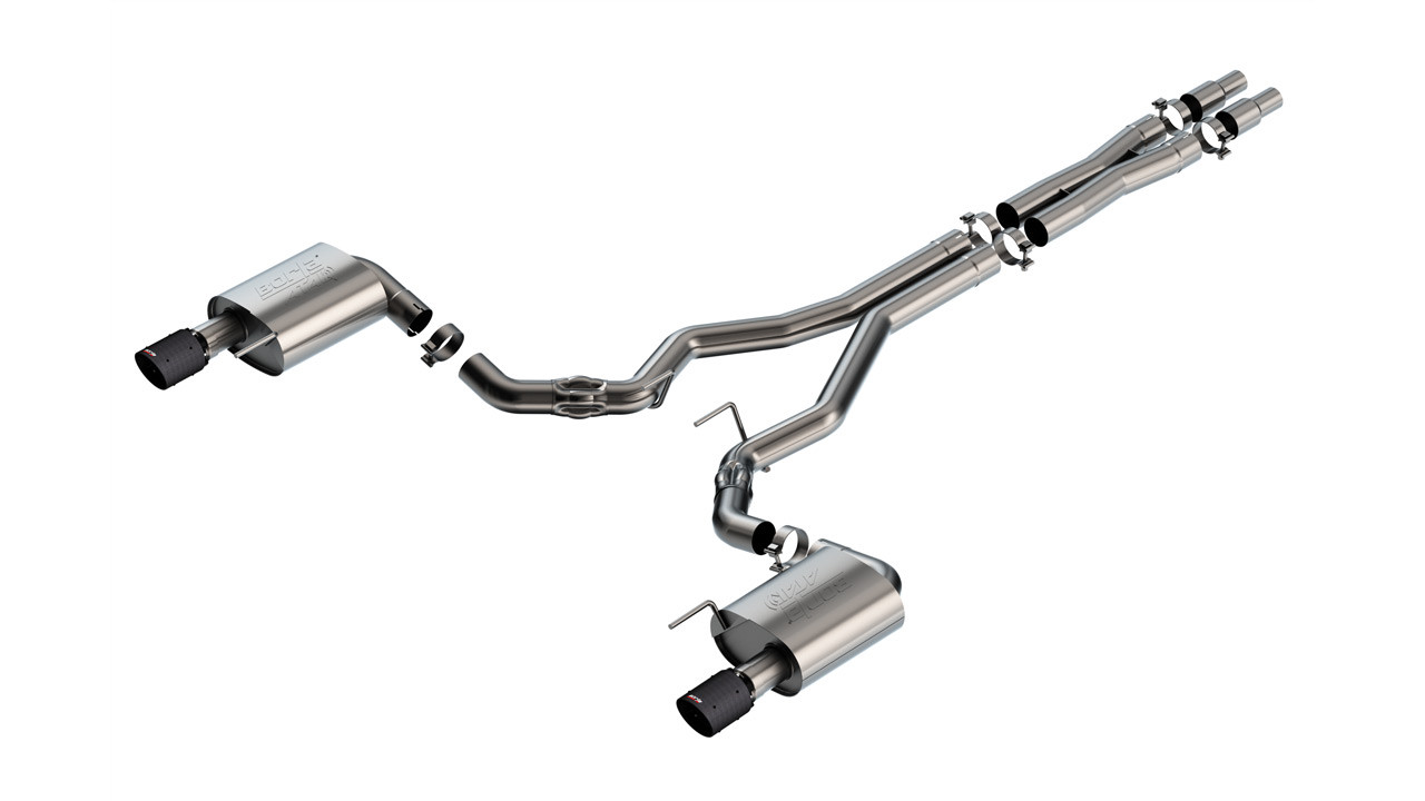 Borla 3" ATAK Cat-Back Exhaust System w/ 4" Dual Carbon Fiber Tips :: 2024-2025 Ford Mustang GT w/ Non-Active Exhaust