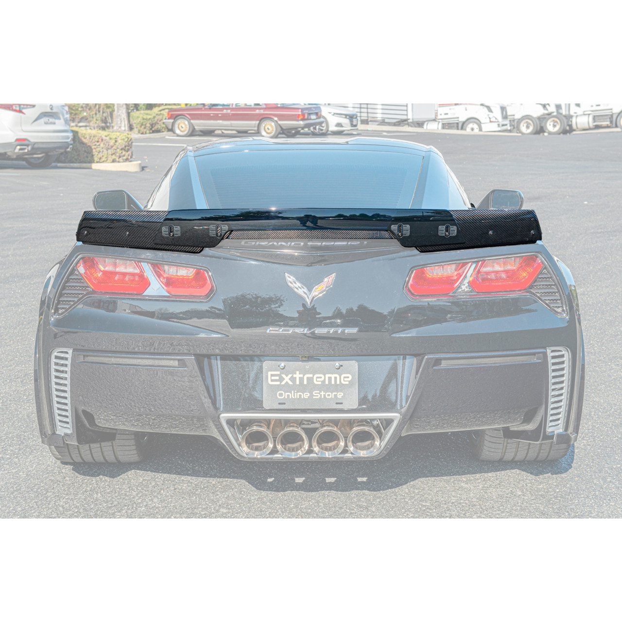 EOS Stage 3 Rear Spoiler w/ Winglets & Light Tinted Wickerbill Extension, Carbon Fiber :: 2014-2019 Corvette C7 Z06 & Grand Sport