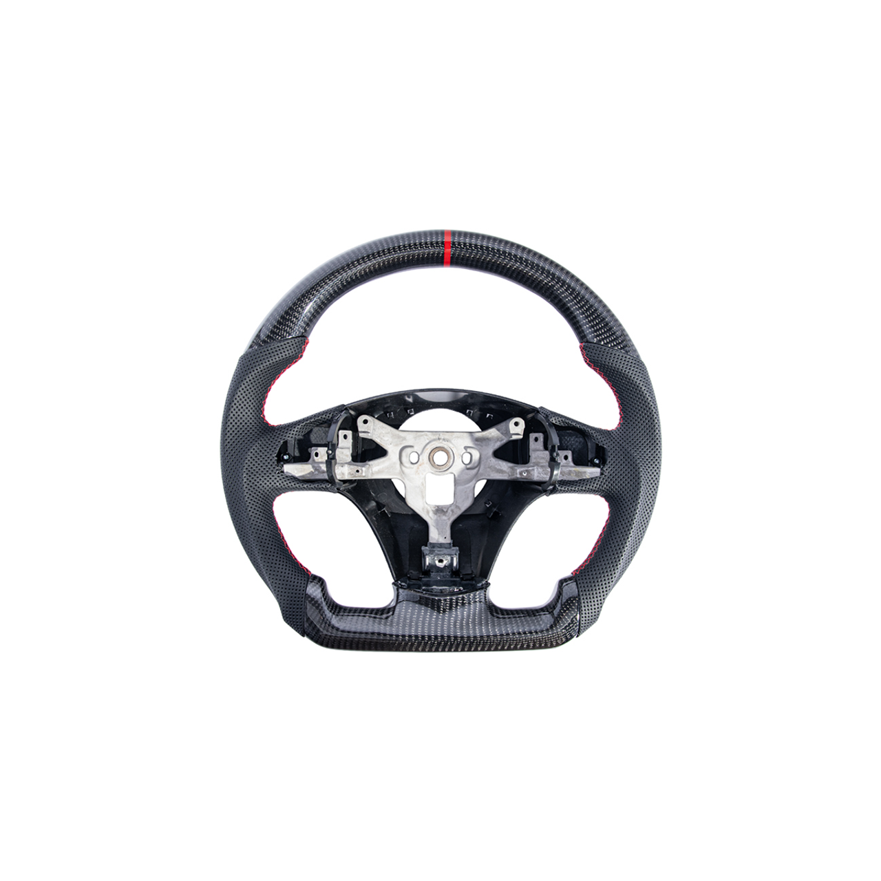 EOS Carbon Fiber Steering Wheel w/o Button Cover, Black Perforated Leather Grips :: 2005-2013 Corvette