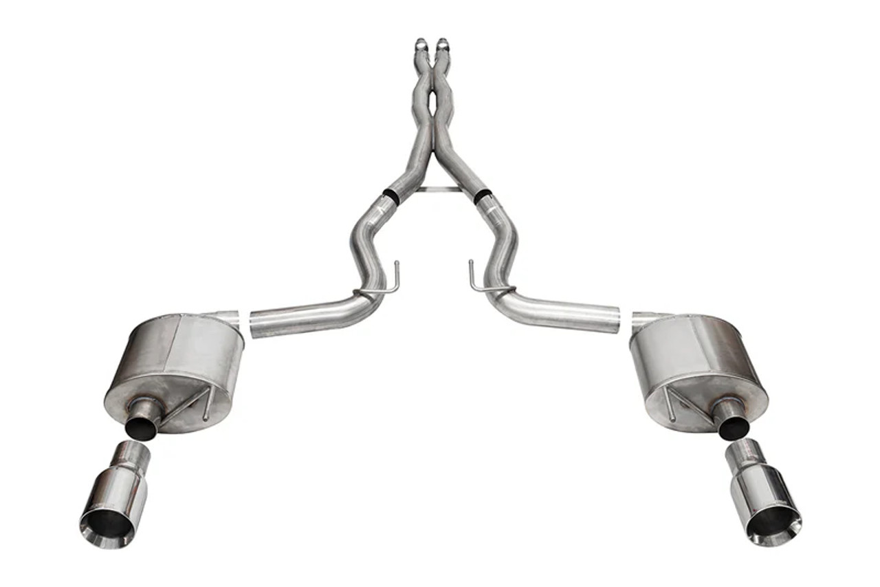 Corsa 3" Sport Cat-Back Exhaust w/ 4.5" Dual Polished Straight Cut Tips :: 2024-2025 Ford Mustang GT w/ Non-Active Exhaust
