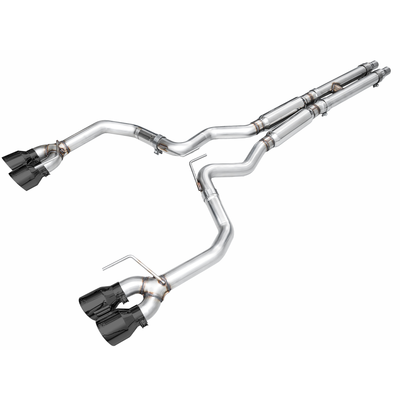AWE Track Edition 3" Cat-Back Exhaust System w/4" Quad Diamond Black Tips :: 2024-2025 Ford Mustang GT