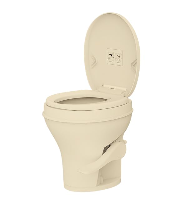 Seaflo Rv Toilet - Standard Height, Gravity Flush, Foot Pedal, Soft Close Lid (Bone Color)