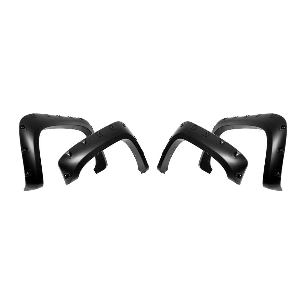 Aps Injection Moulding Fender Flares Compatible With Chevy Silverado 2007-2014 1500 2500 3500 (Standard Bed & Long Bed) Pocket Rivet Style 4Pc Set Impact Resistance Polypropylene