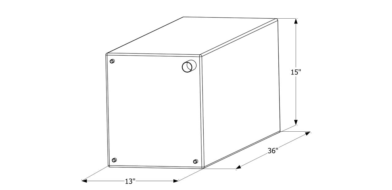 Icon 12727 Fresh Water Tank, Wt2463, 36X15X13, 30 Gal, W/ 1/2' Fittings