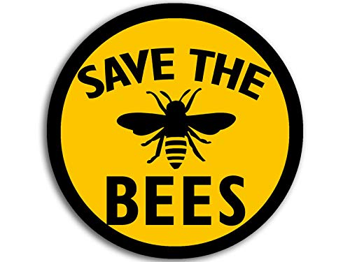 Round Save The Bees Sticker (Outdoor Decal Protect Our Vinyl Black And Yellow Rescue Bumblebees Decal For Cars, Trucks, Laptop, Water Bottles (3 Inch)