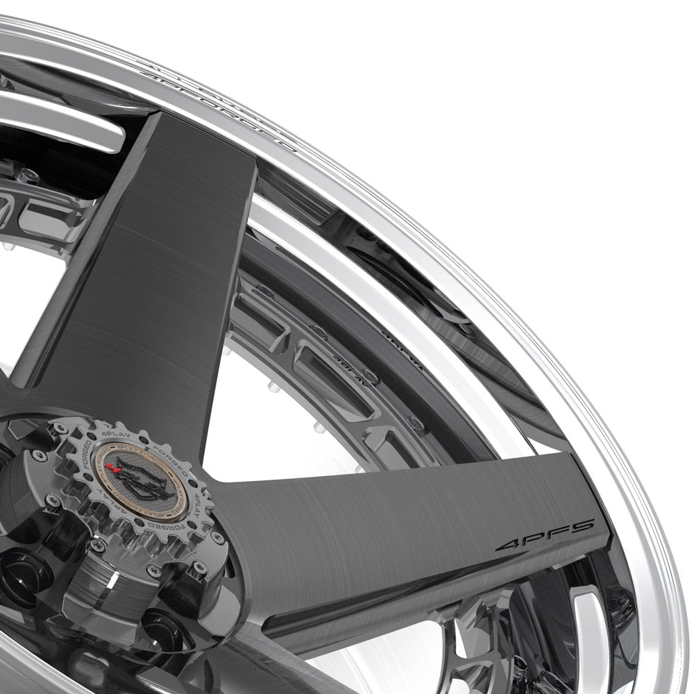 22" 22x10 4PLAY Forged Wheel for Ram-Dodge-Jeep-GM-Ford 4PF5 - Polished Barrel with Tinted Clear Center
