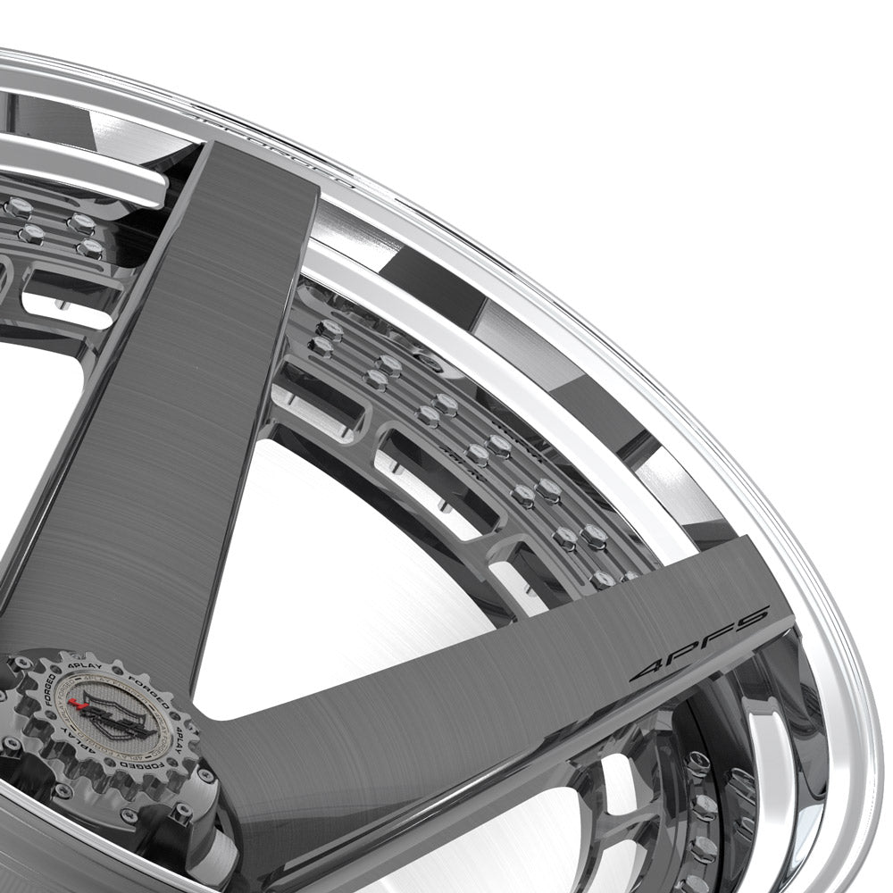 24" 24x14 4PLAY Forged Wheel for Ram-Dodge-Jeep-GM-Ford 4PF5 - Polished Barrel with Tinted Clear Center