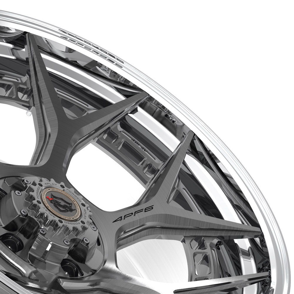 22" 22x10 4PLAY Forged Wheel for Ram-Dodge-Jeep-GM-Ford 4PF6 - Polished Barrel with Tinted Clear Center