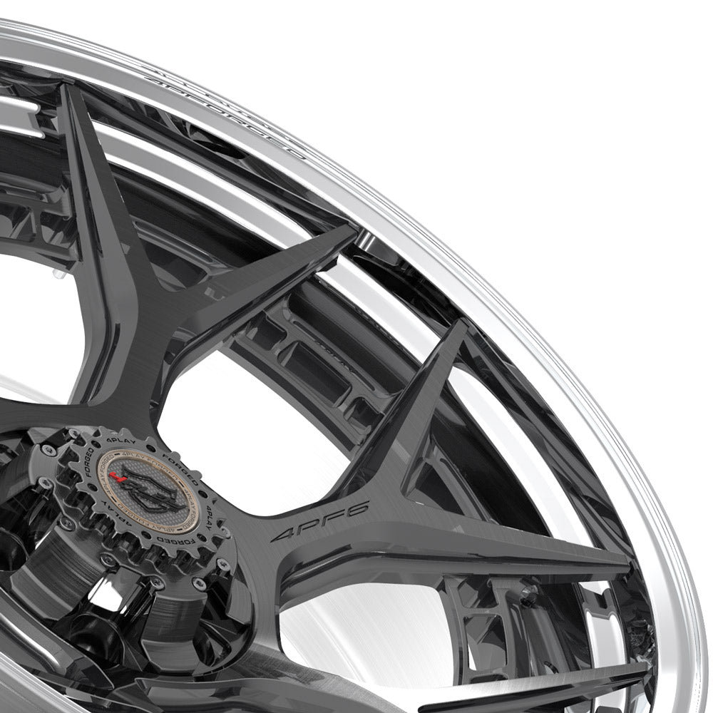 22" 22x10 4PLAY Forged Wheel for GM-Ford-Lincoln-Nissan-Toyota 4PF6 - Polished Barrel with Tinted Clear Center