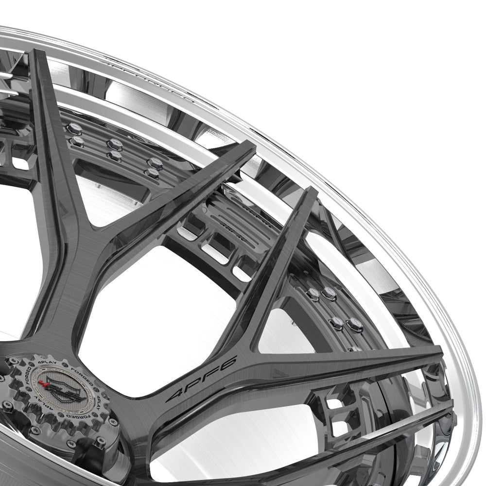 24" 24x14 4PLAY Forged Wheel for Ram-Dodge-Jeep-GM-Ford 4PF6 - Polished Barrel with Tinted Clear Center