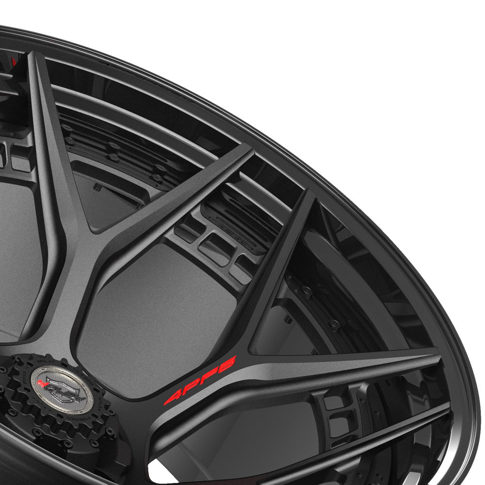 24" 24x14 4PLAY Forged Wheel for GM-Ford-Lincoln-Nissan-Toyota 4PF6 - Gloss Black Barrel with Matte Center