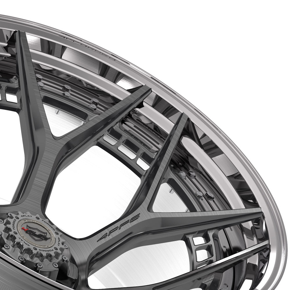 24x14 4PLAY Wheel for GM-Ford-Lincoln-Nissan-Toyota 4PF6 - Polished Barrel with Tinted Clear Center
