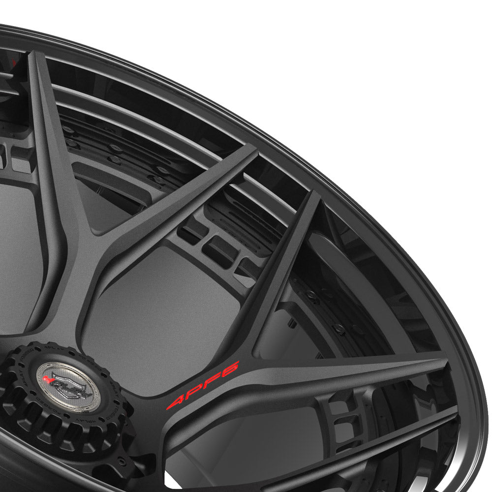 24" 24x14 4PLAY Forged Wheel for GM-Ford-Dodge-Hummer 4PF6 - Gloss Black Barrel with Matte Center
