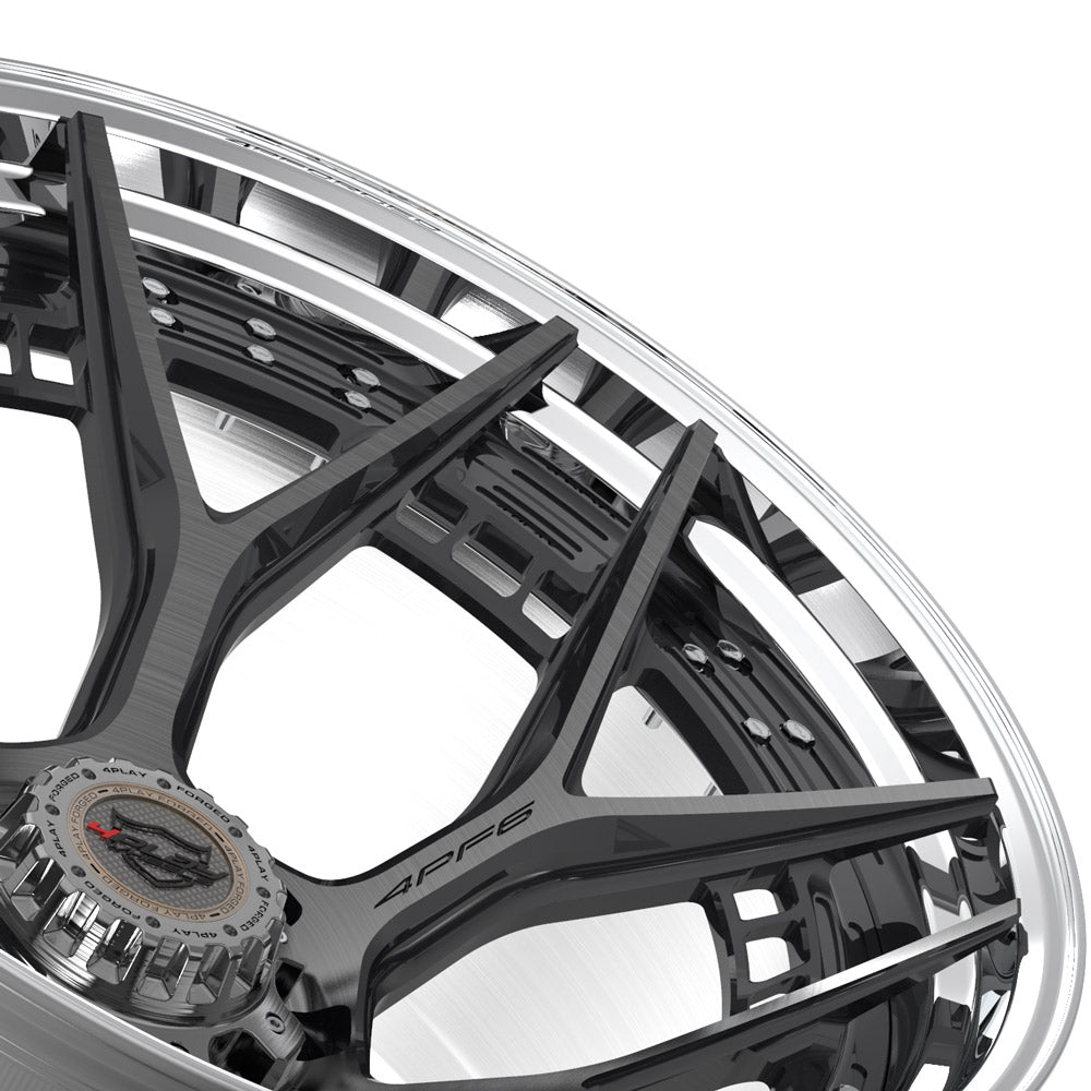 24" 24x14 4PLAY Forged Wheel for GM-Ford-Dodge-Hummer 4PF6 - Polished Barrel with Tinted Clear Center