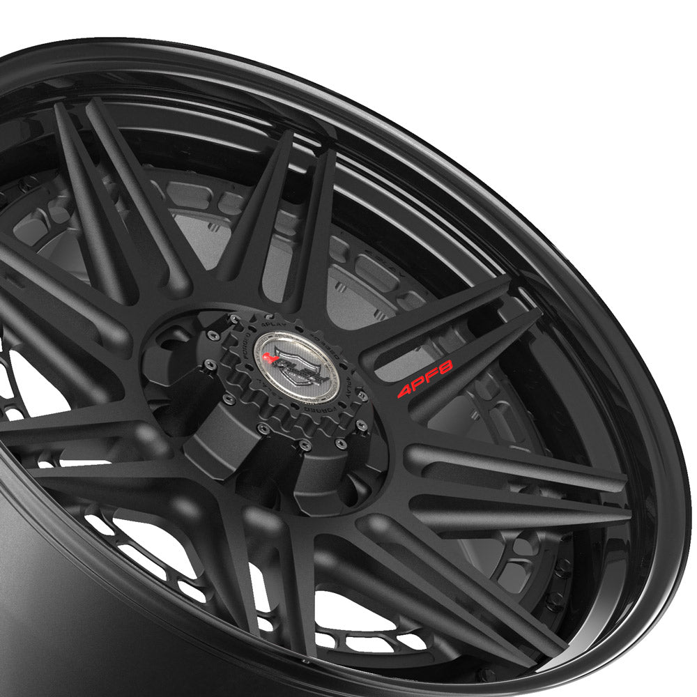 20" 20x9 4PLAY Forged Wheel for GM-Ford-Lincoln-Nissan-Toyota 4PF8 - Gloss Black Barrel with Matte Center