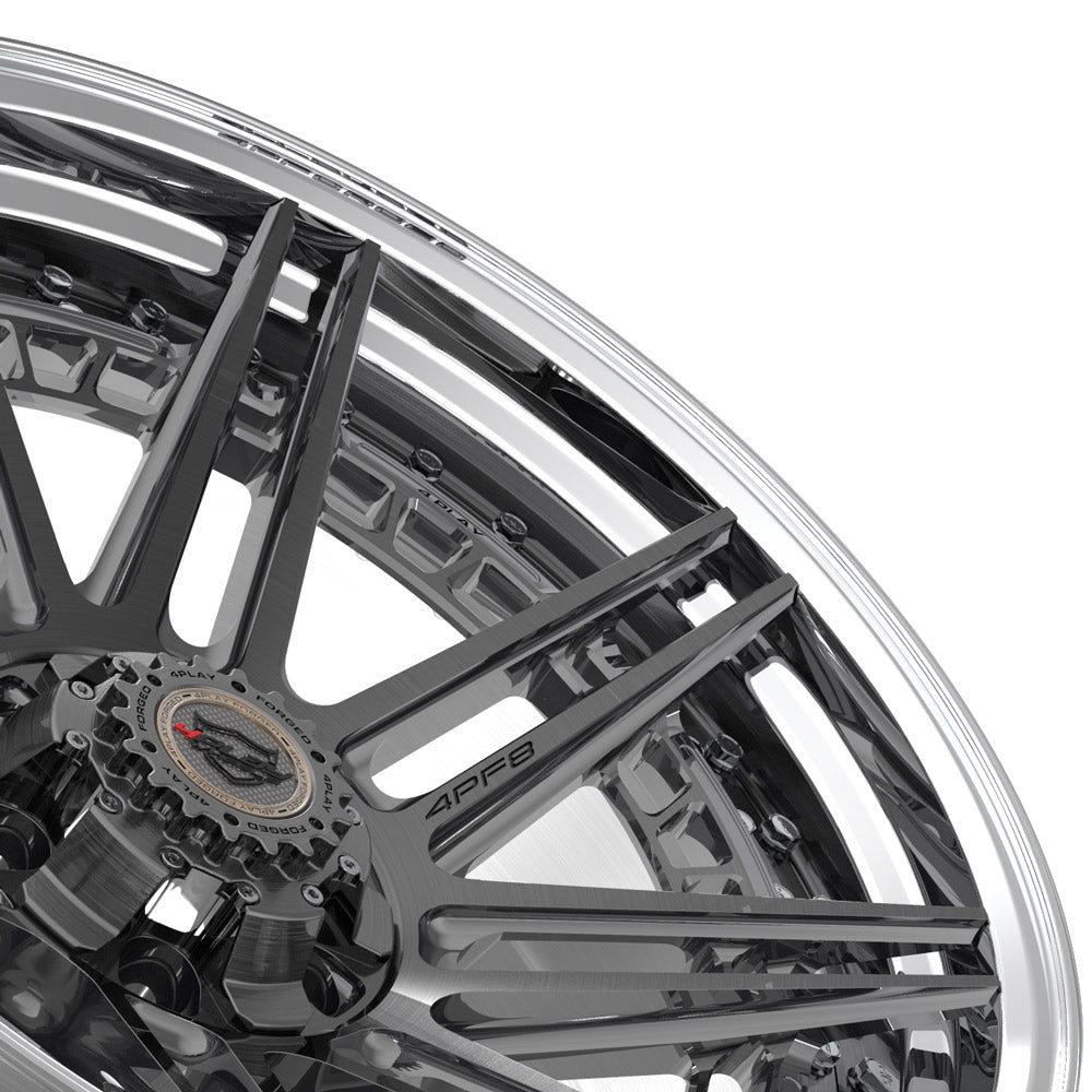 22" 22x10 4PLAY Forged Wheel for GM-Ford-Lincoln-Nissan-Toyota 4PF8 - Polished Barrel with Tinted Clear Center