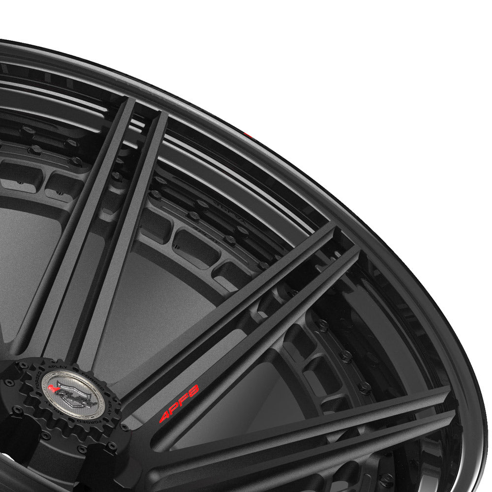 24" 24x14 4PLAY Forged Wheel for Ram-Dodge-Jeep-GM-Ford 4PF8 - Gloss Black Barrel with Matte Center